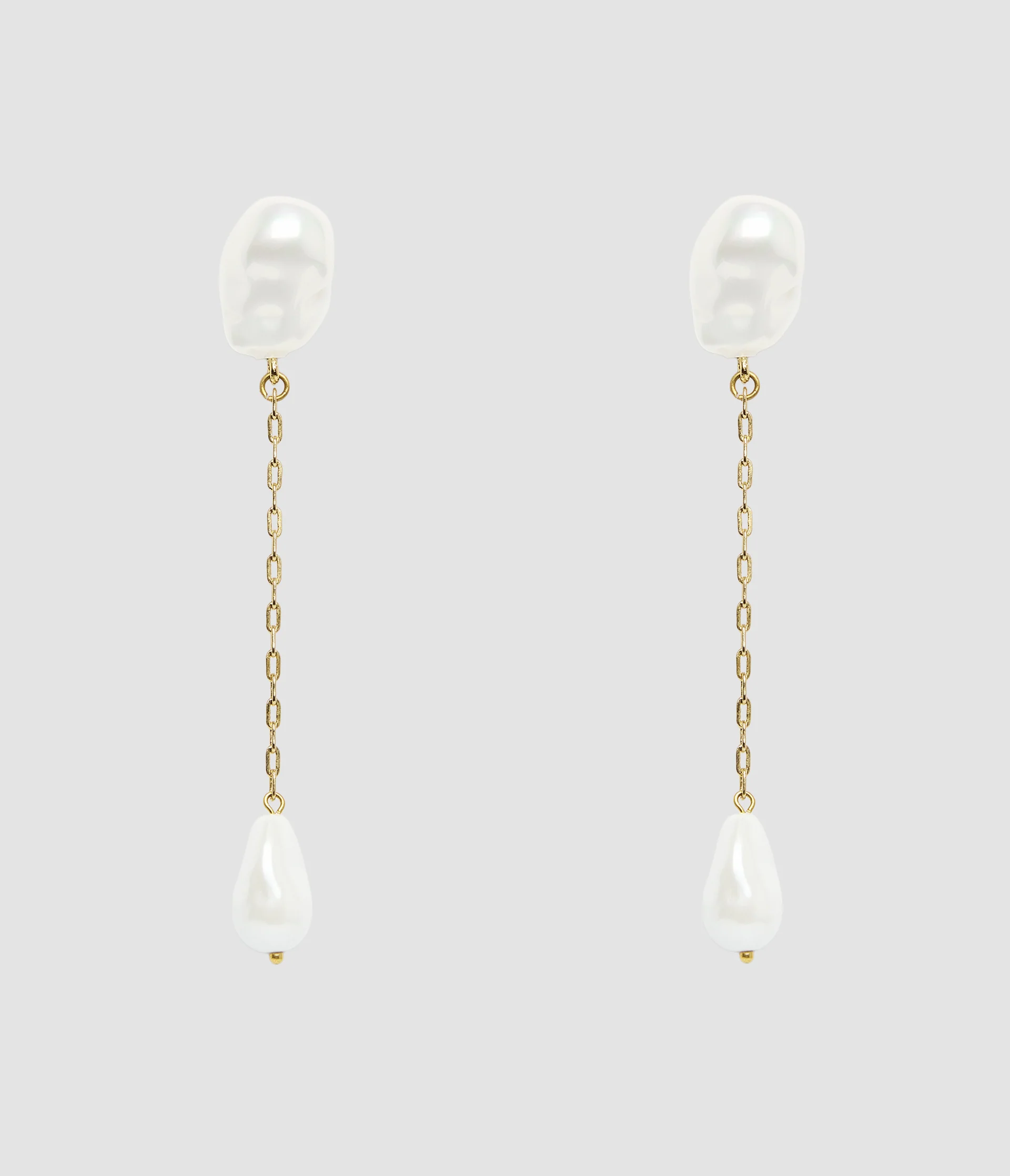 Antique Gold Pearl Long Earrings