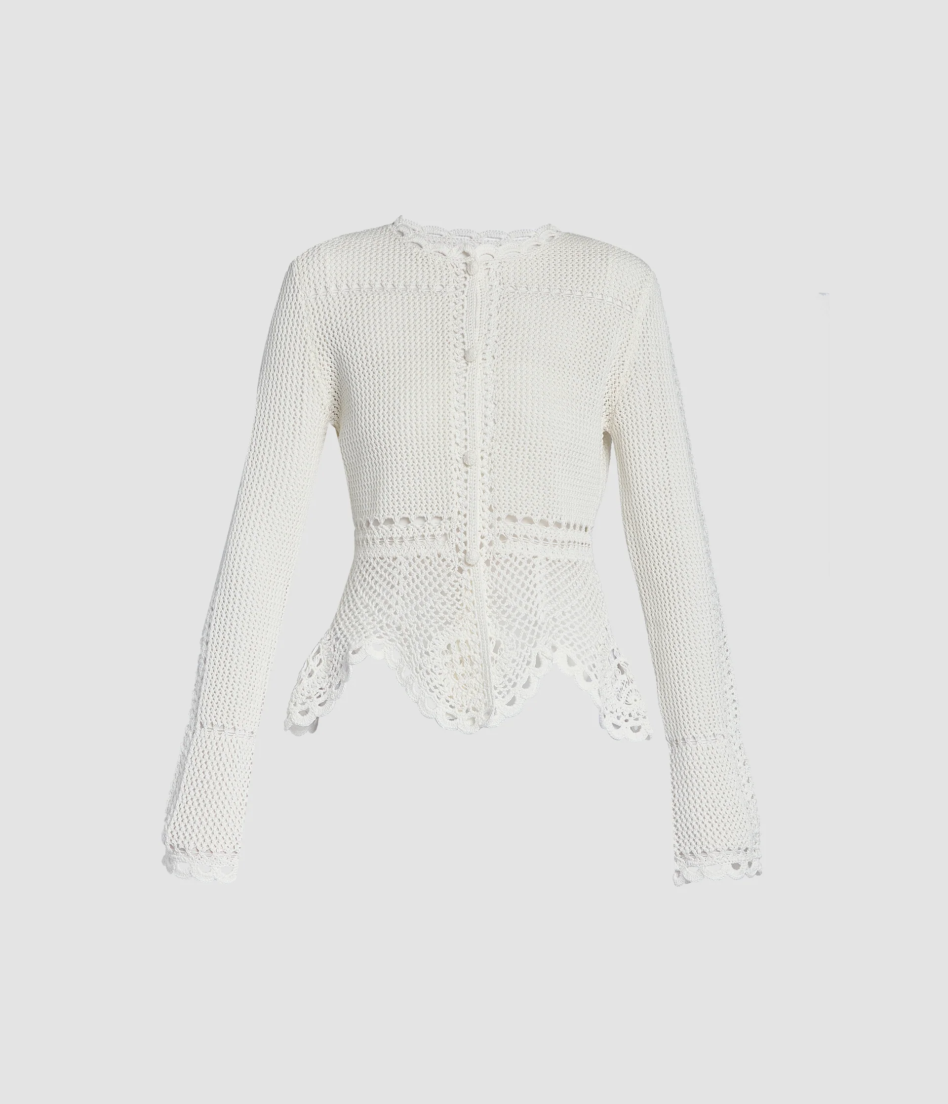 Cotton Crochet Peplum Cardigan