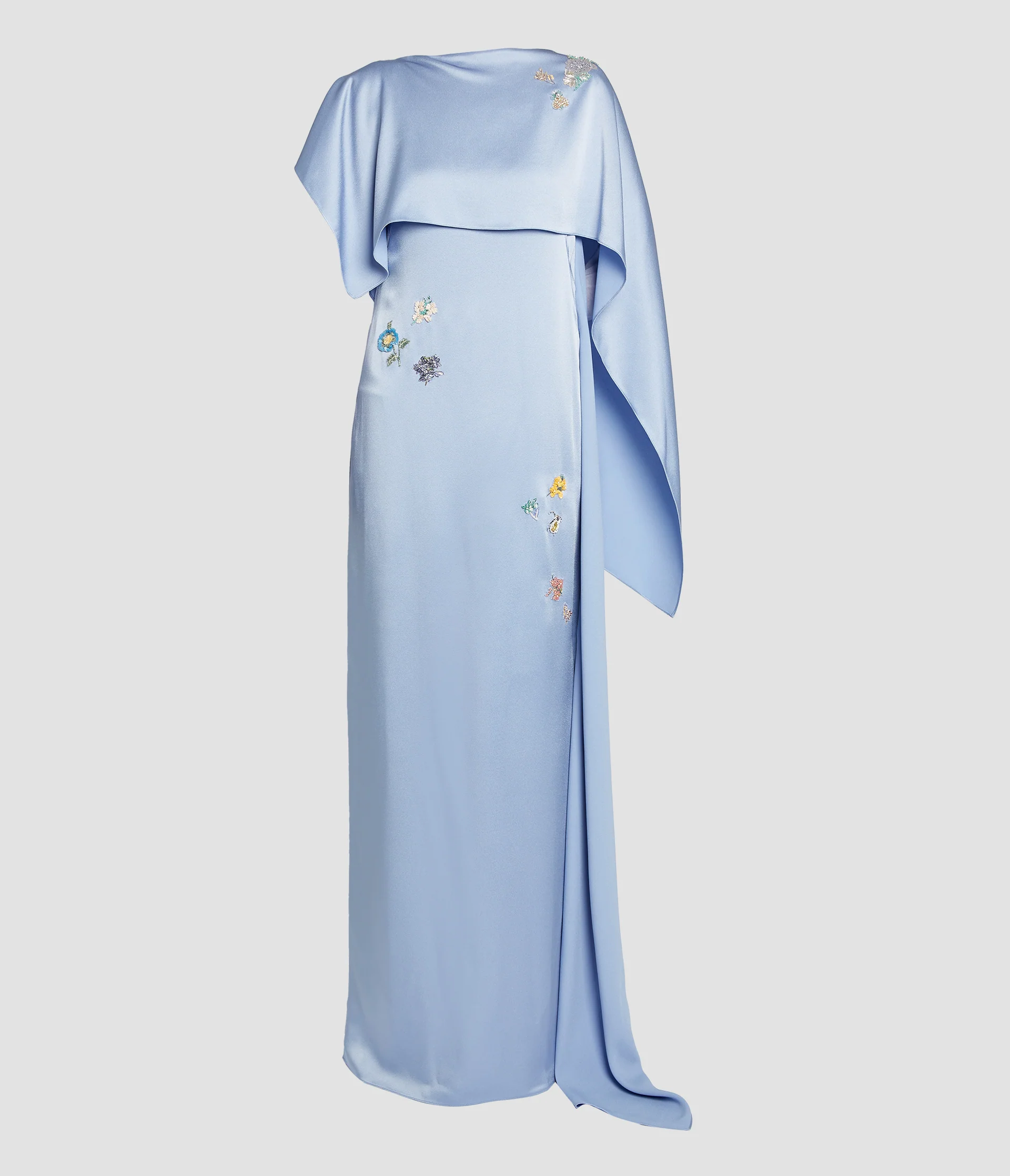 Embellished Satin Cady Draped Gown