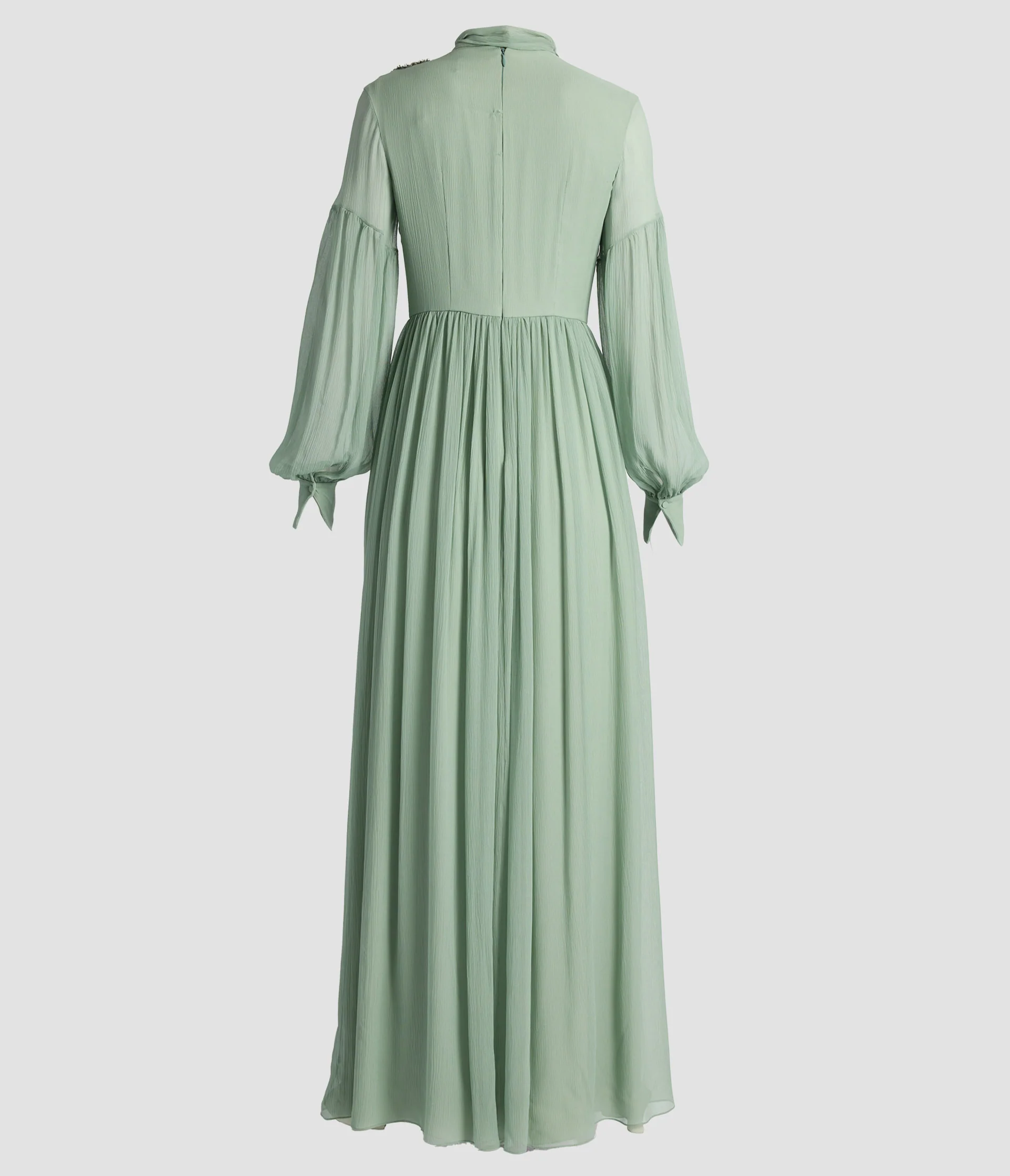 Embellished Silk Creponne Long Sleeve Gown - Image 2