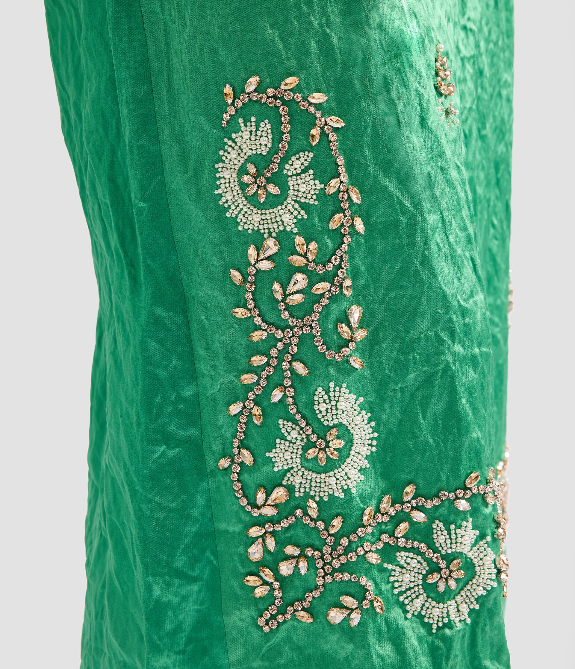 Embellished Textured Satin Midi Pencil Skirt - Image 6