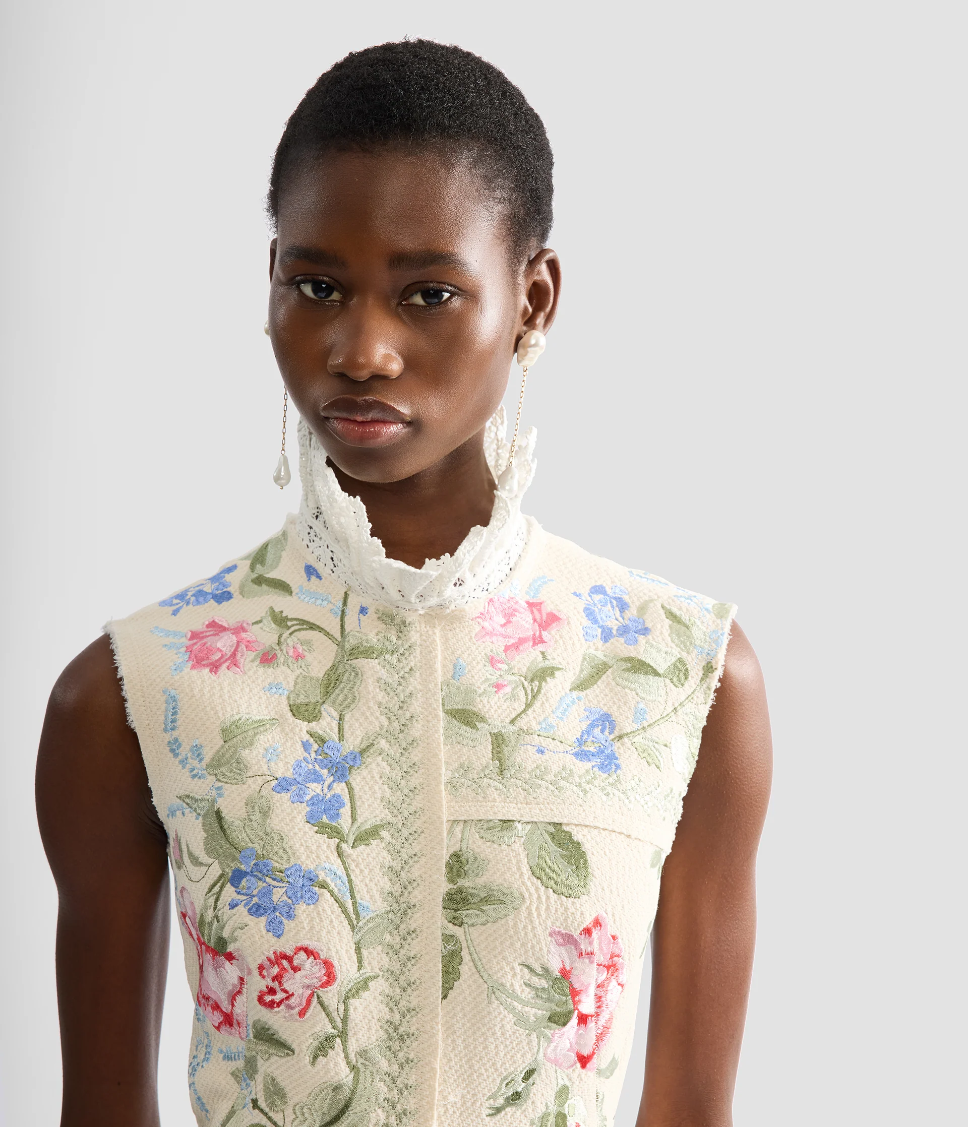 Embroidered Cotton Twill Hourglass Midi Dress - Image 4