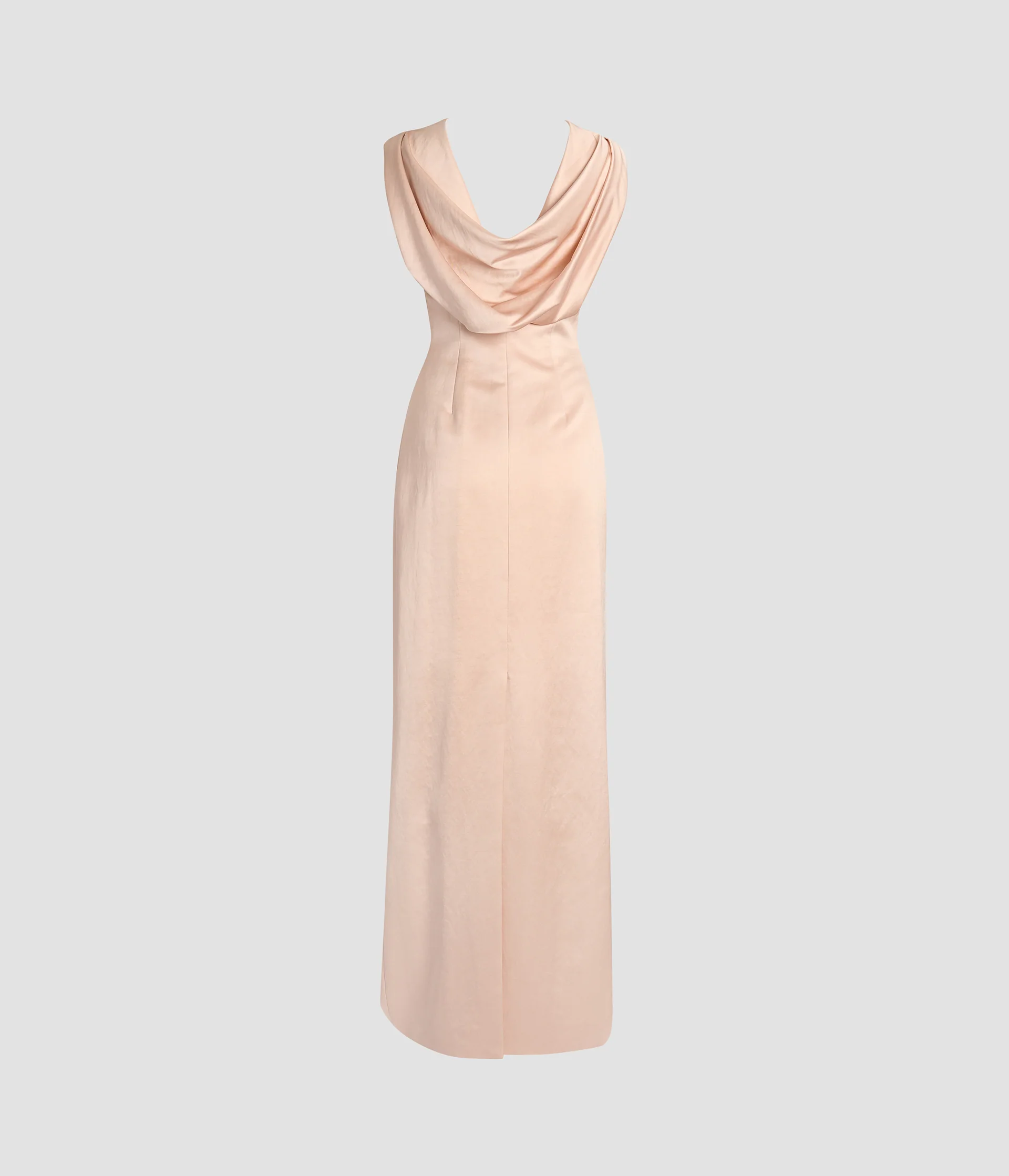 Embroidered Heavy Satin Sleeveless Draped Gown - Image 2