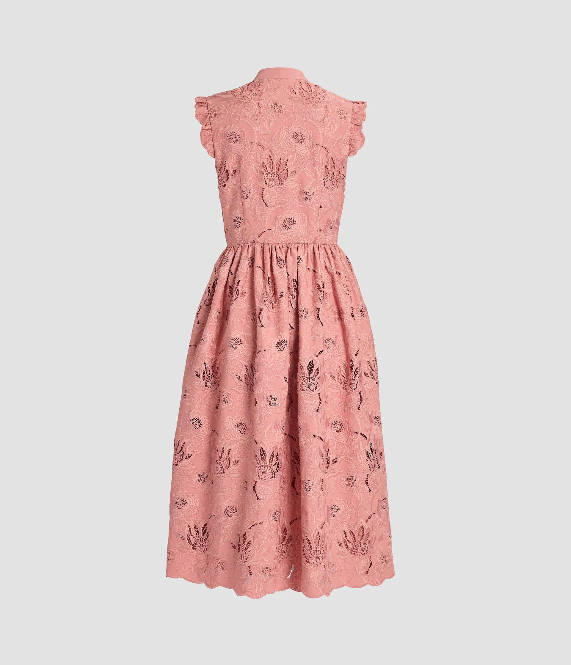 Floral Cotton Cutwork Sleeveless Midi Dress - Image 2