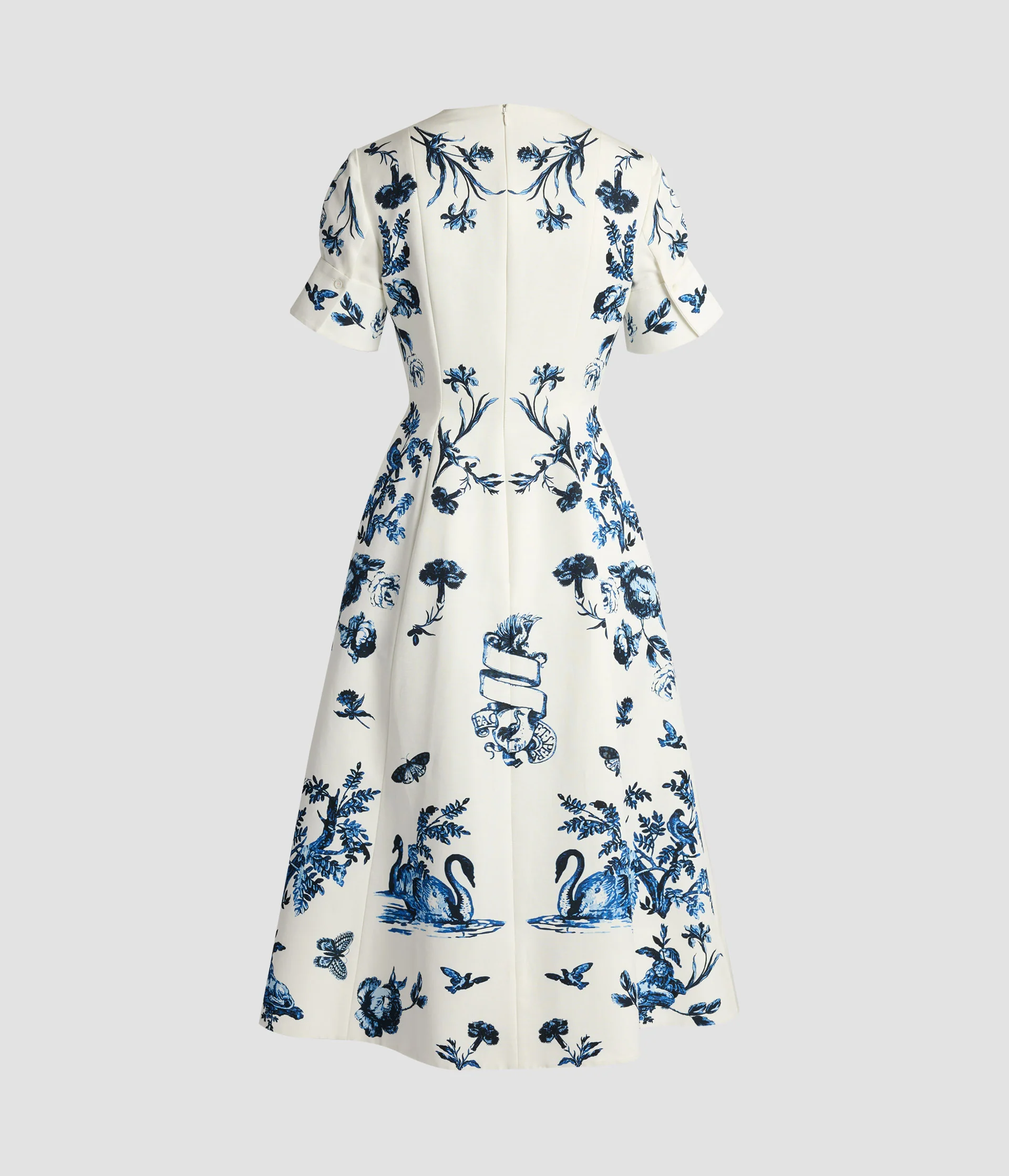 Floral Cotton Faille Short Sleeve Midi Dress - Image 2