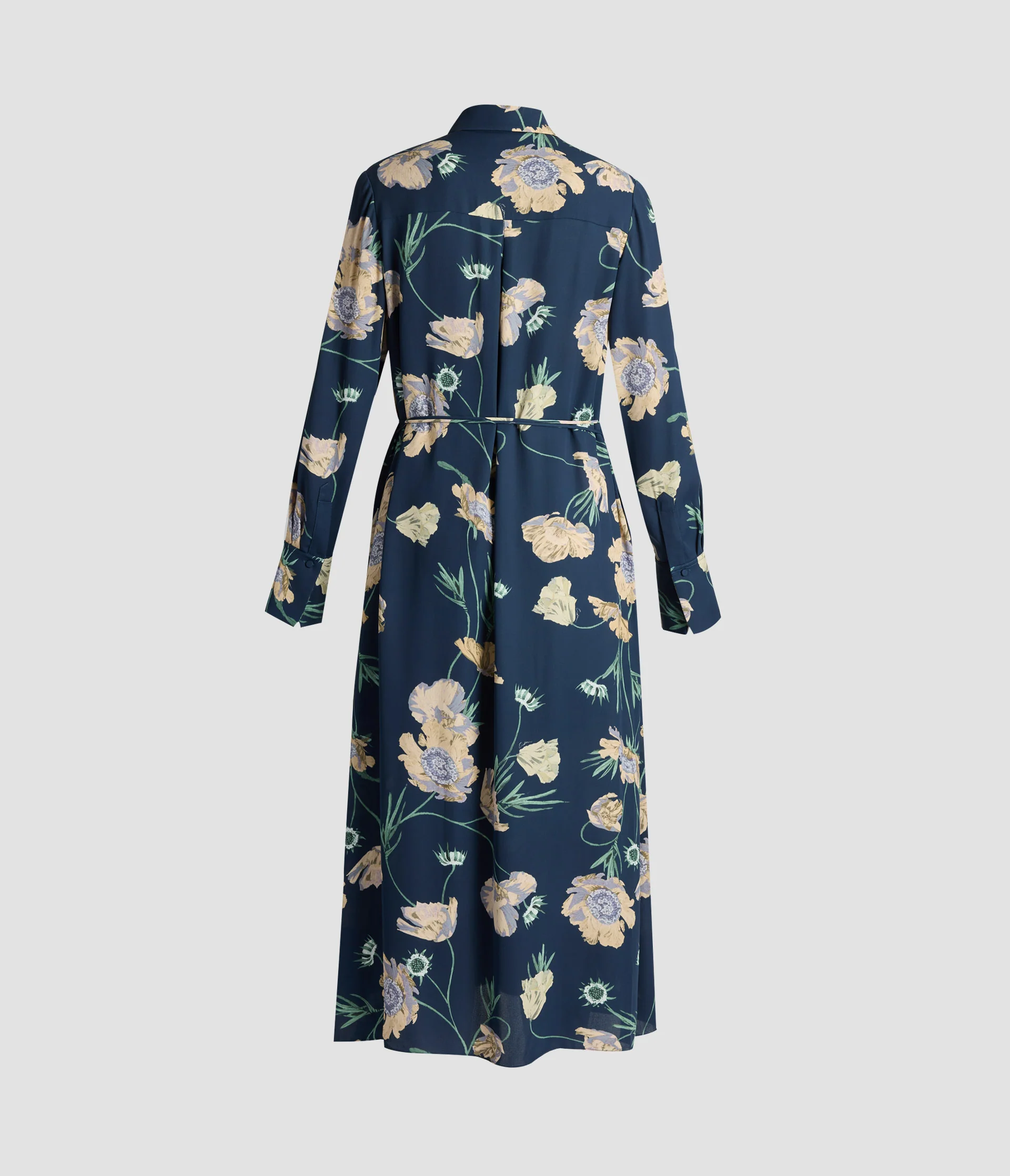 Floral Crepe Long Sleeve Midi Shirt Dress - Image 2