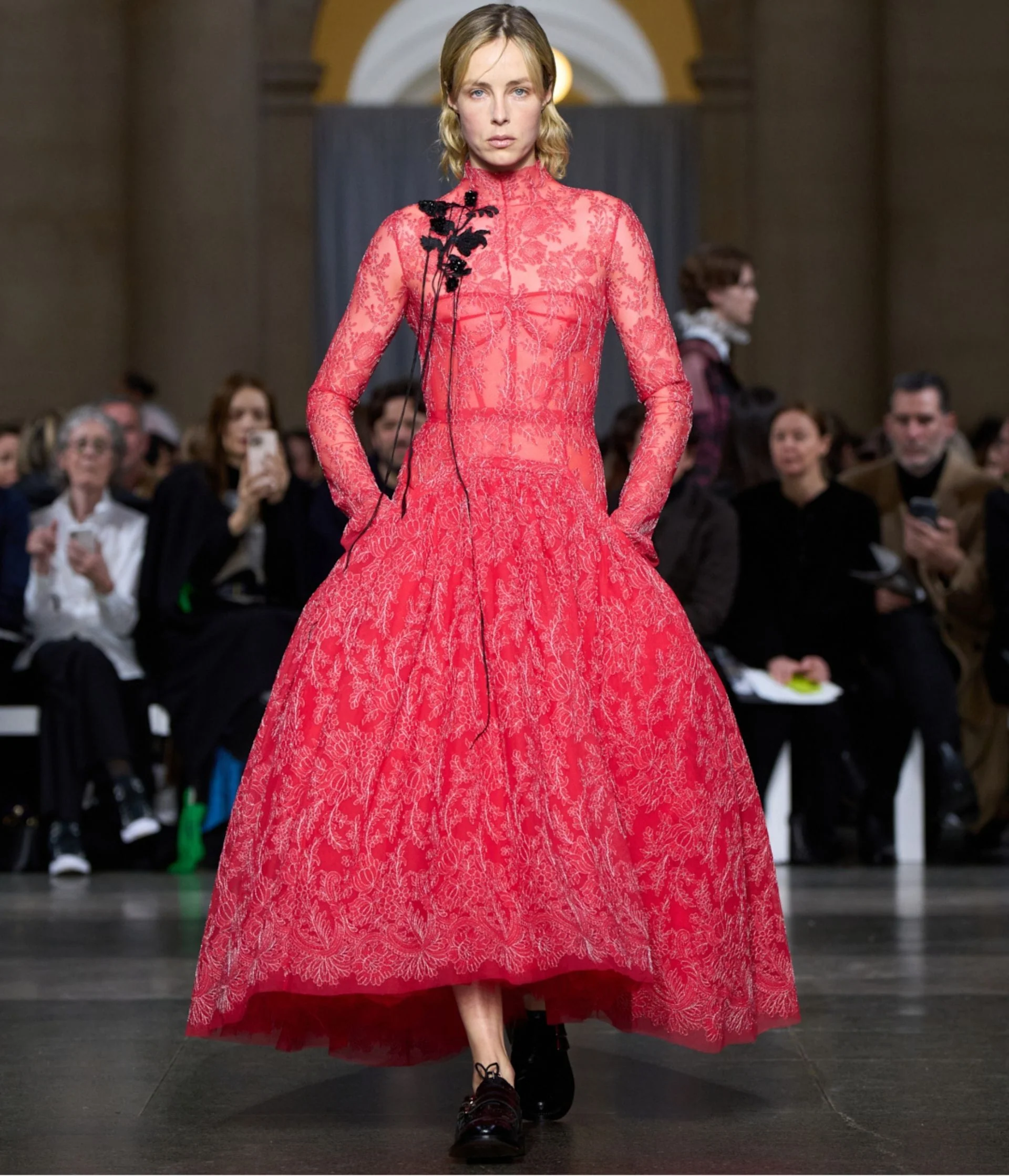Floral Lace Tulle Sleeveless Midi Dress - Image 2