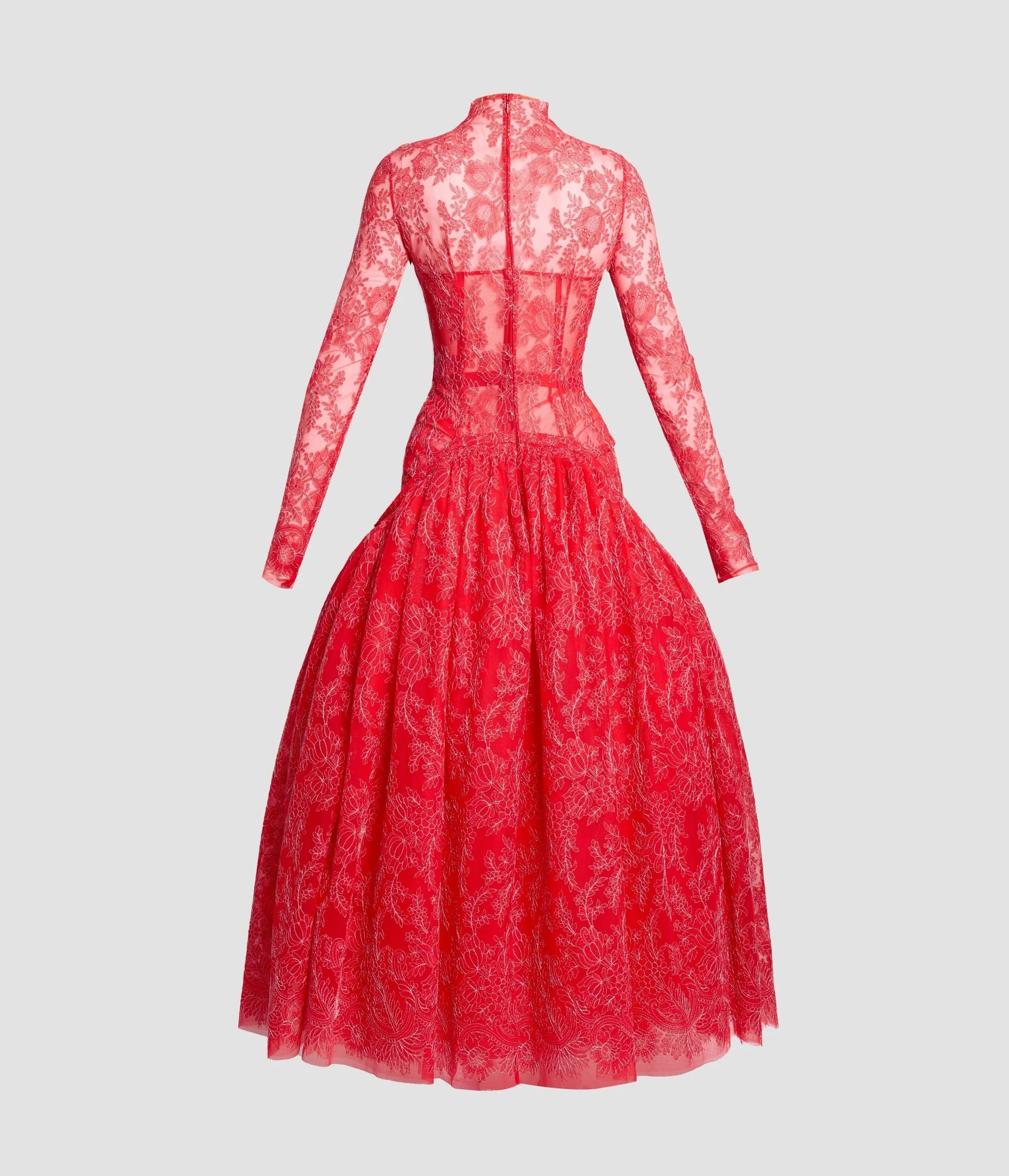 Floral Lace Tulle Sleeveless Midi Dress - Image 3