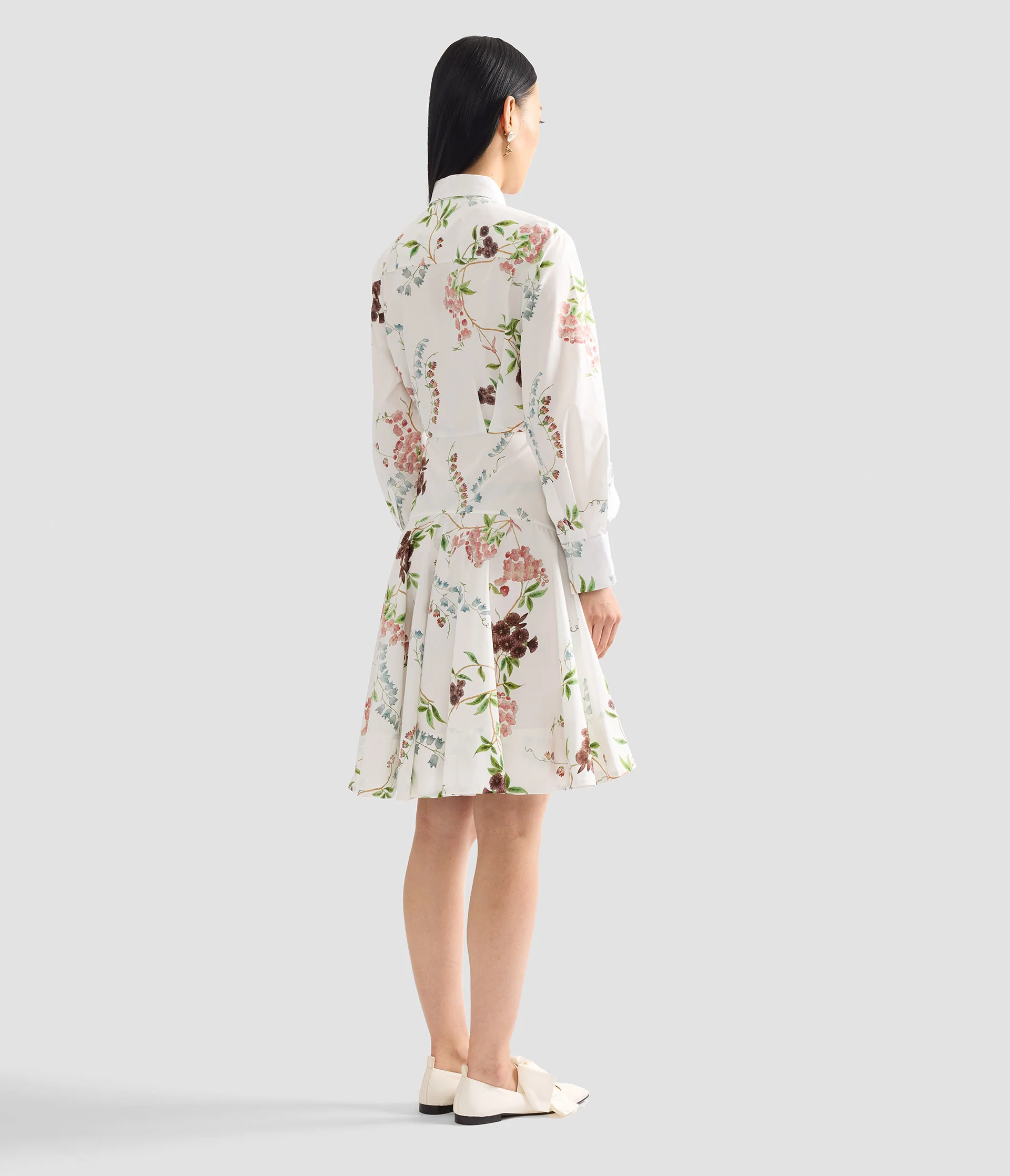 Floral Print Cotton Mini Shirt Dress - Image 3
