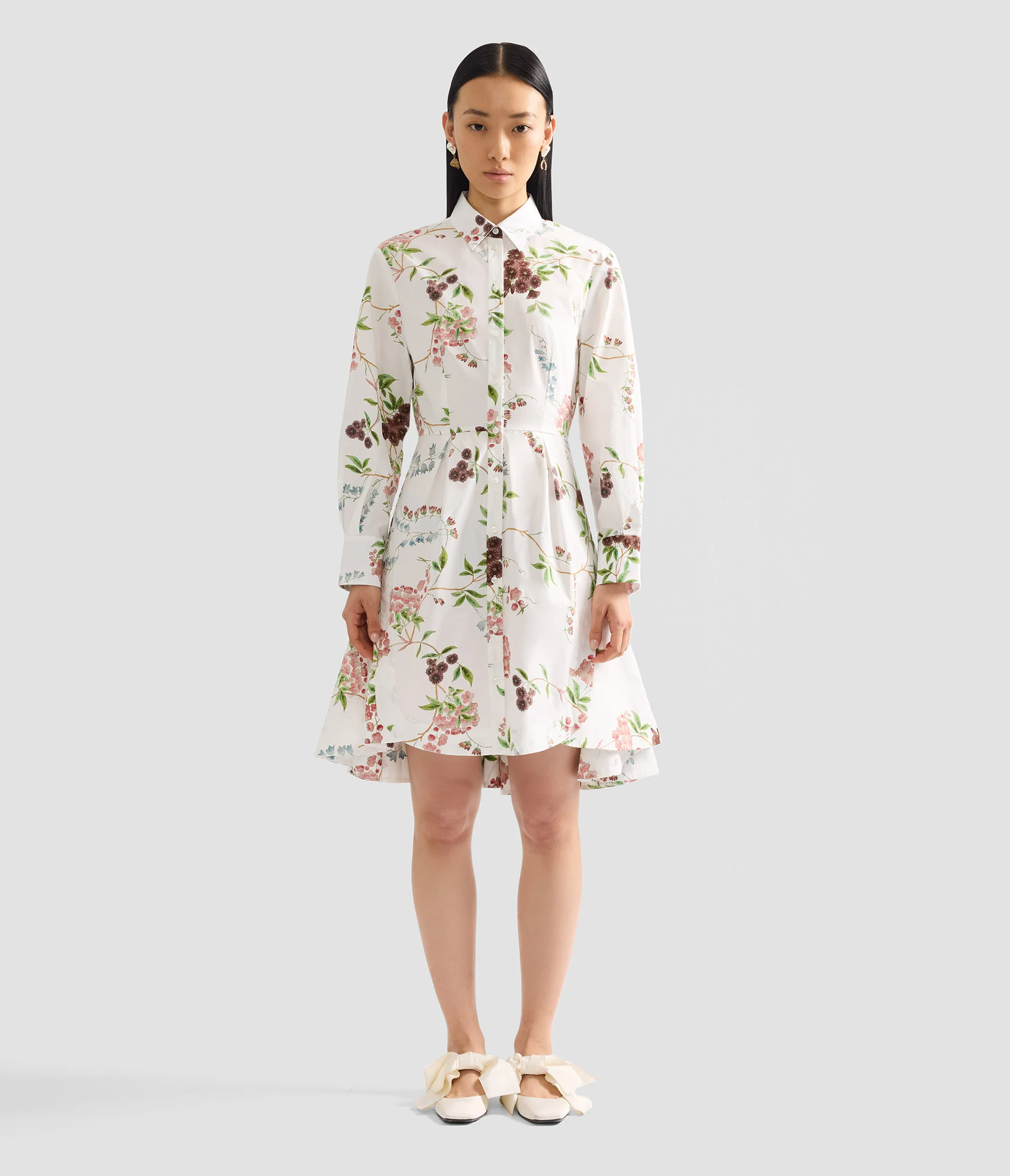 Floral Print Cotton Mini Shirt Dress - Image 4
