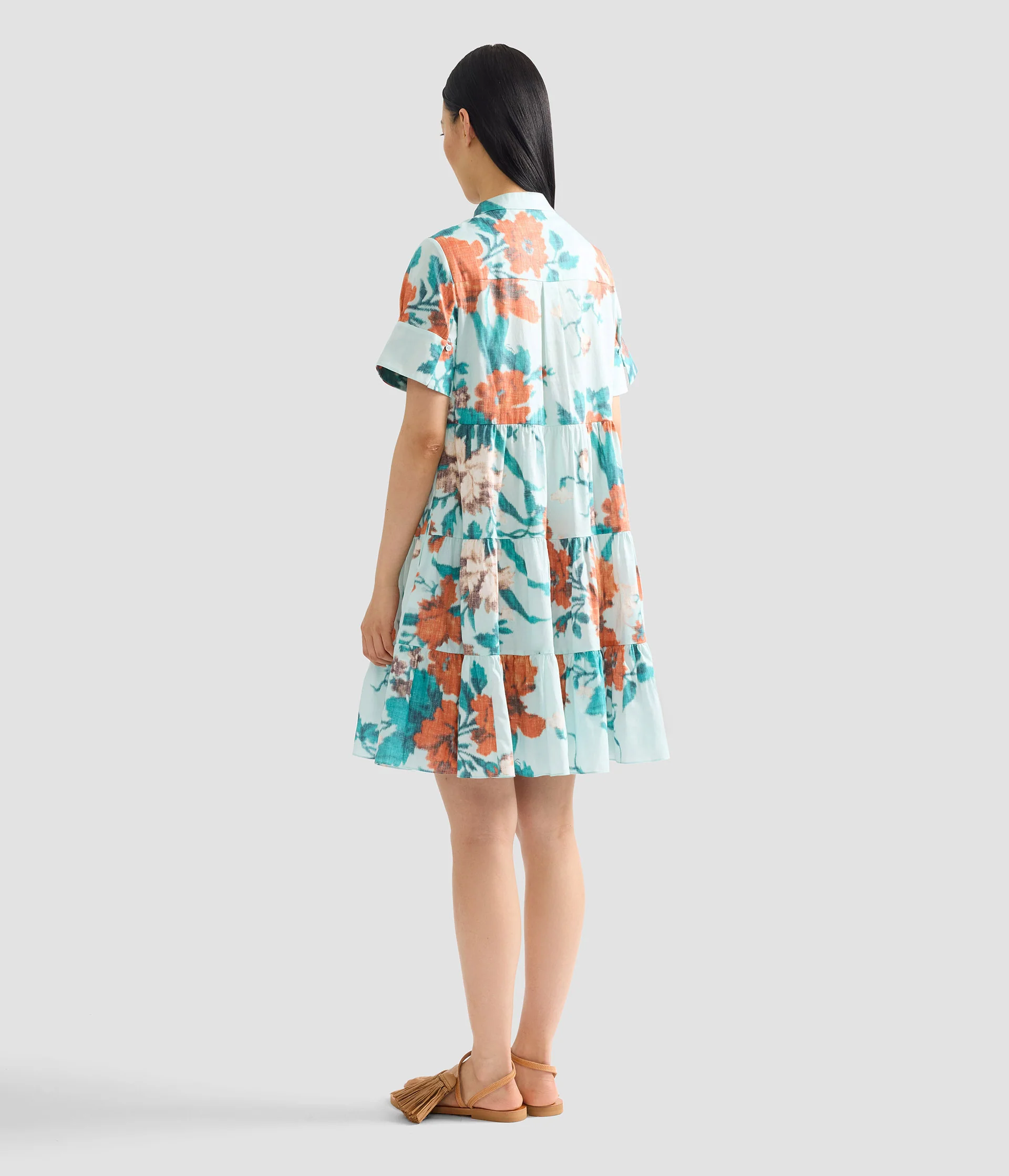 Floral Print Cotton Tiered Mini Dress - Image 3