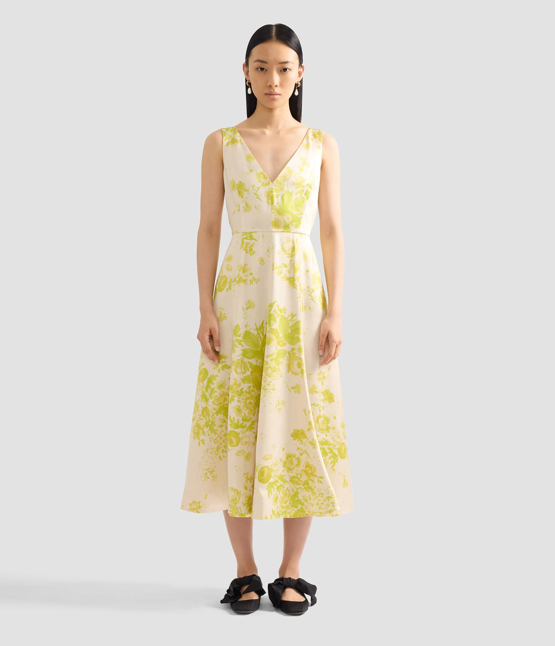 Floral Print Duchess Fit And Flared Dress - Image 4