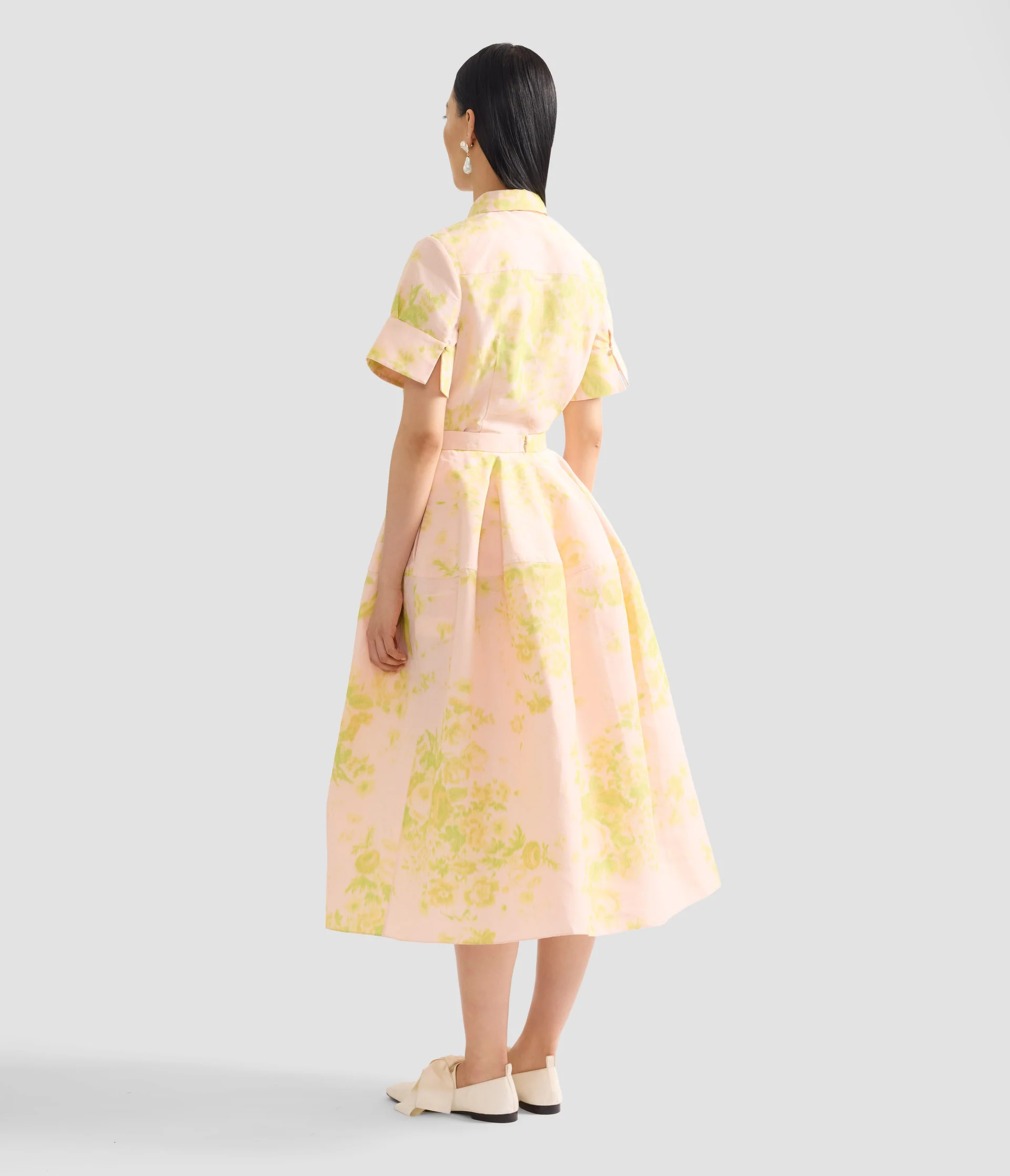 Floral Print Linen Chine Midi Full Skirt - Image 3