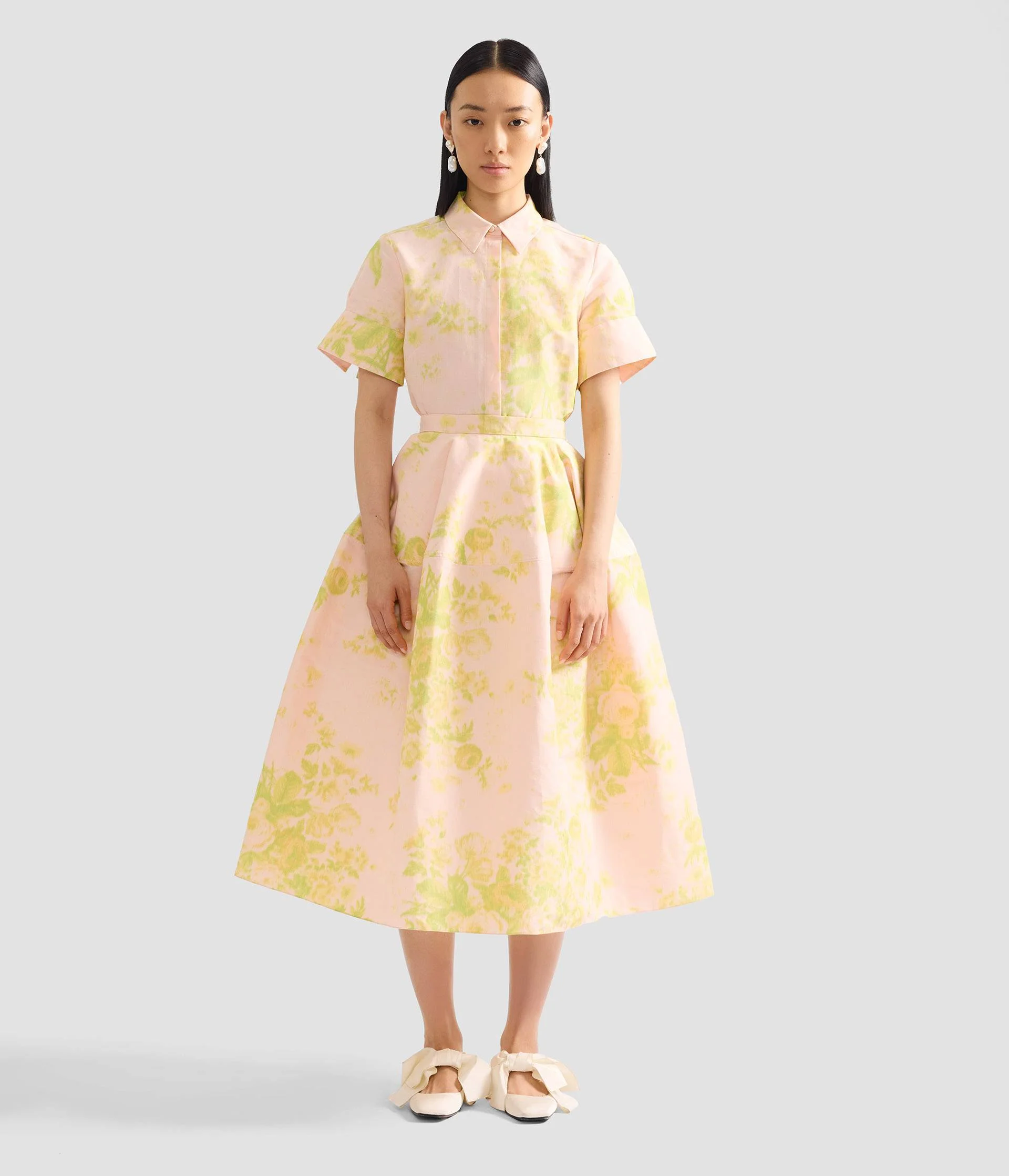 Floral Print Linen Chine Midi Full Skirt - Image 4