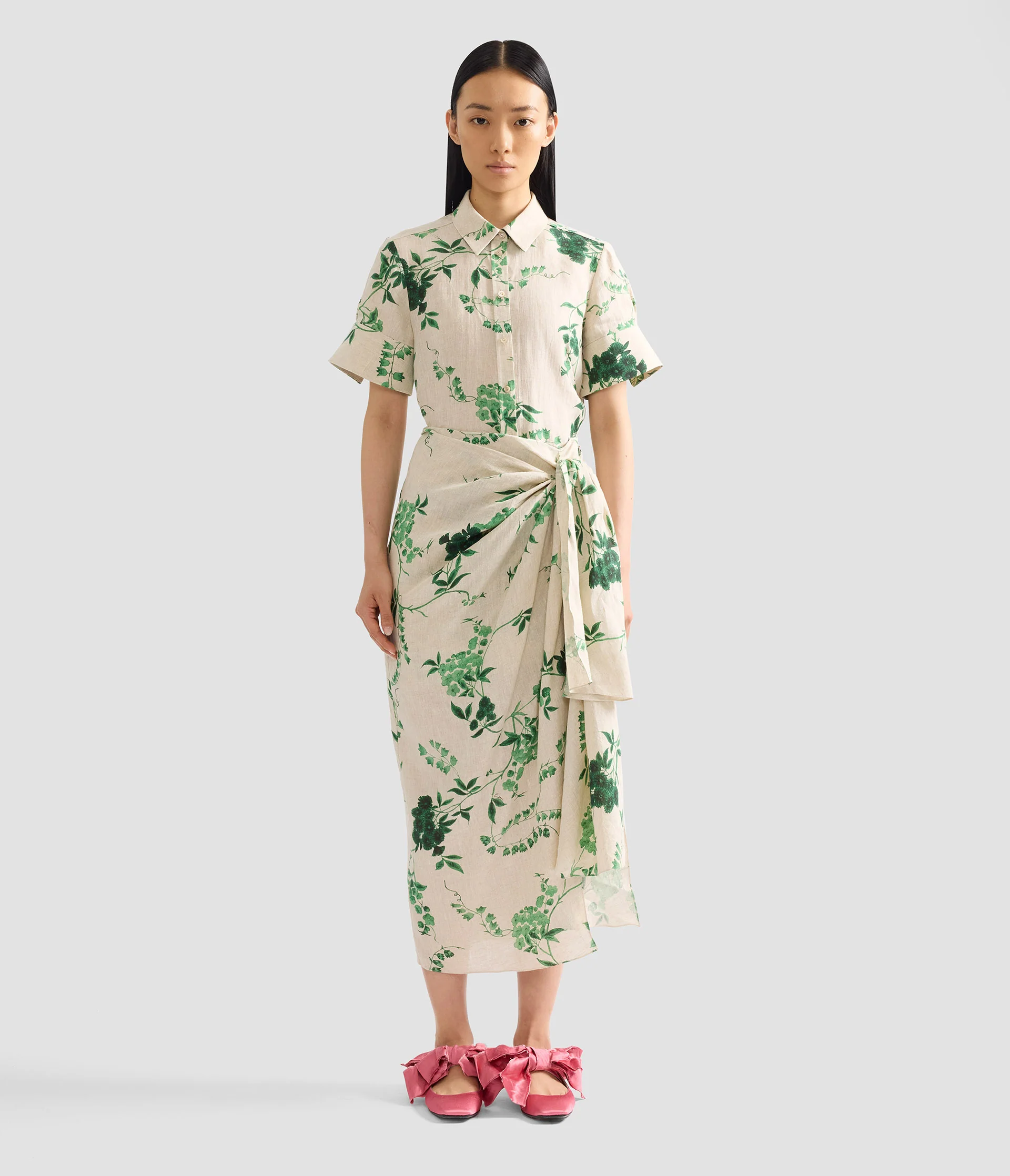 Floral Print Linen Short Sleeve Shirt - Image 4