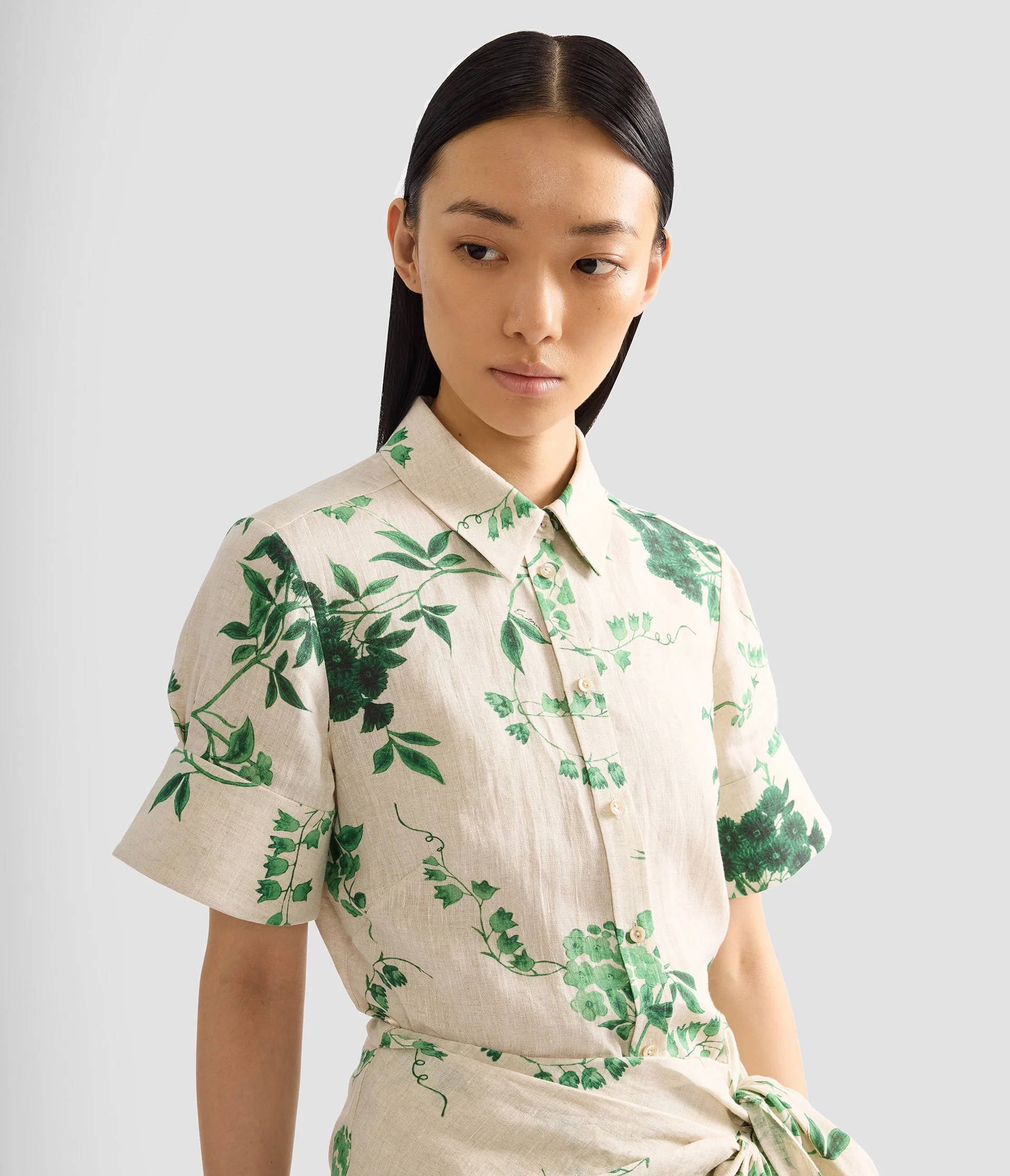 Floral Print Linen Short Sleeve Shirt - Image 5