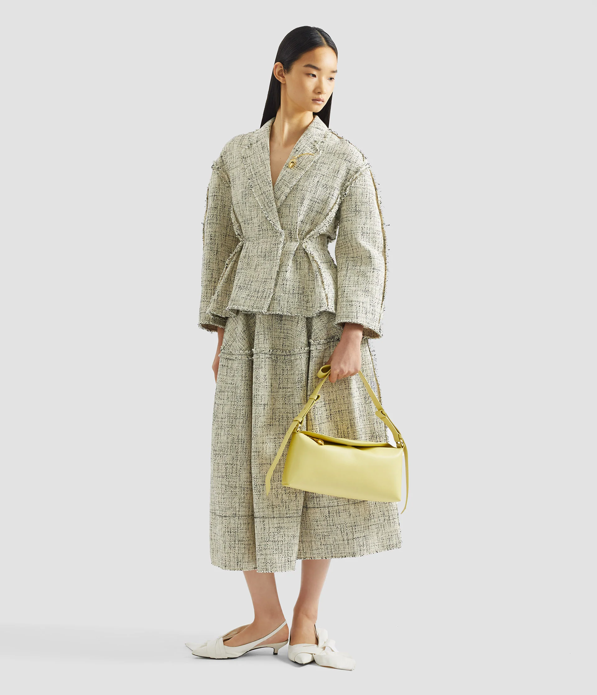 Mouline Tweed Full Midi Skirt - Image 2