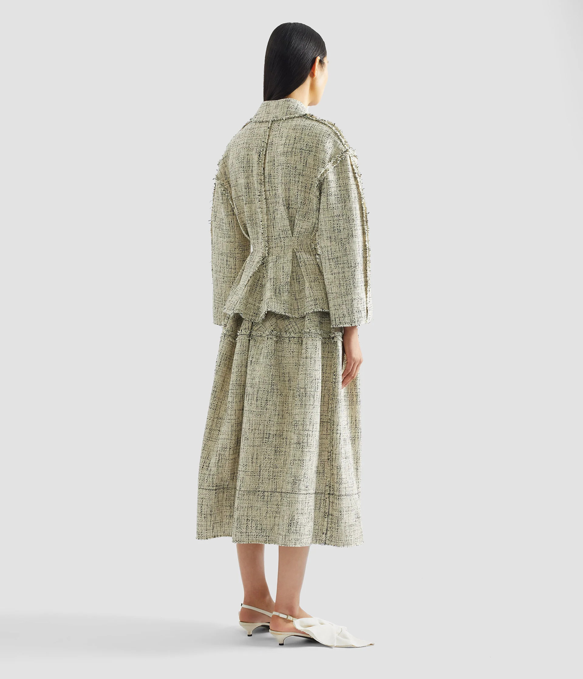 Mouline Tweed Full Midi Skirt - Image 3