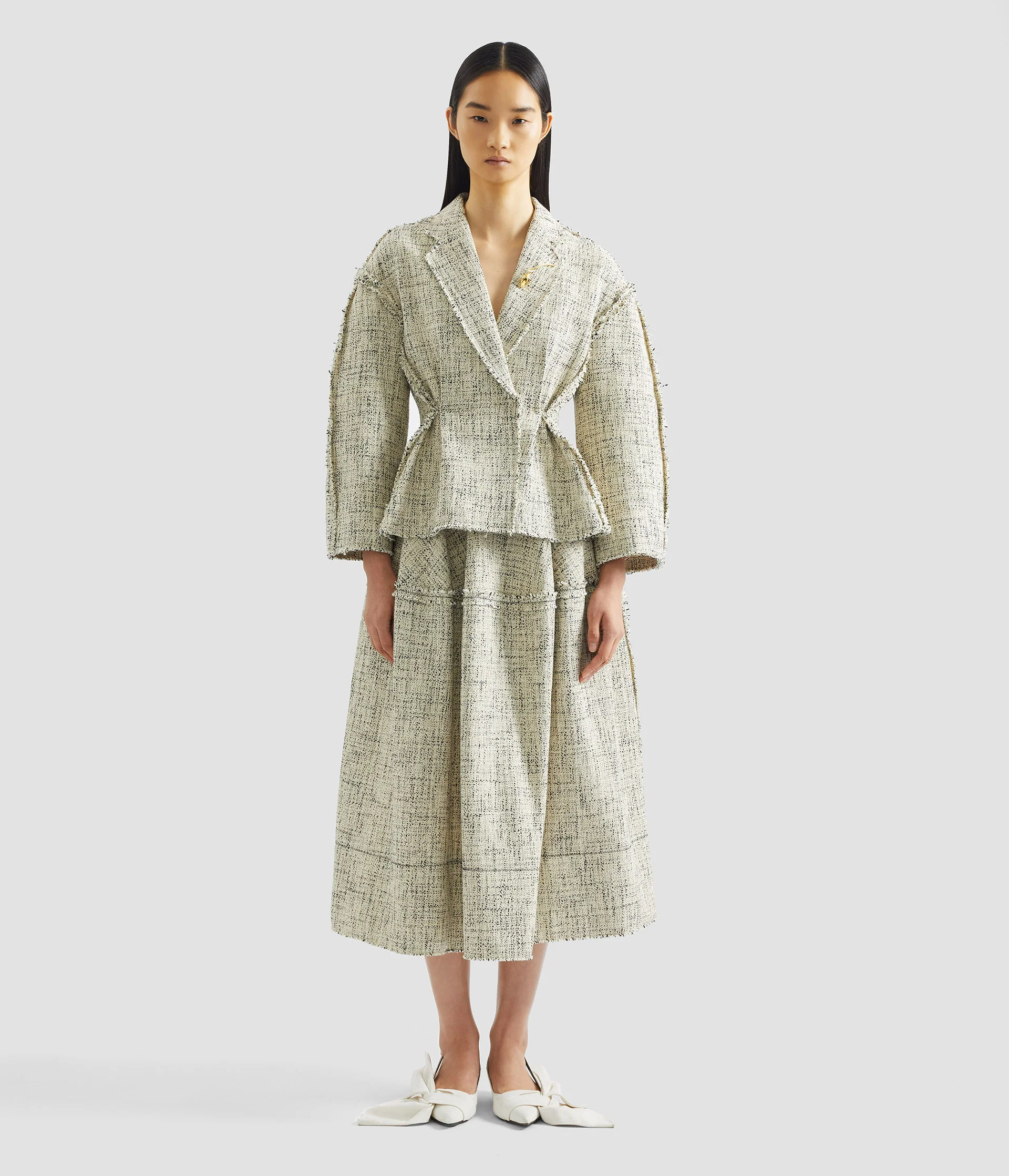 Mouline Tweed Full Midi Skirt - Image 4