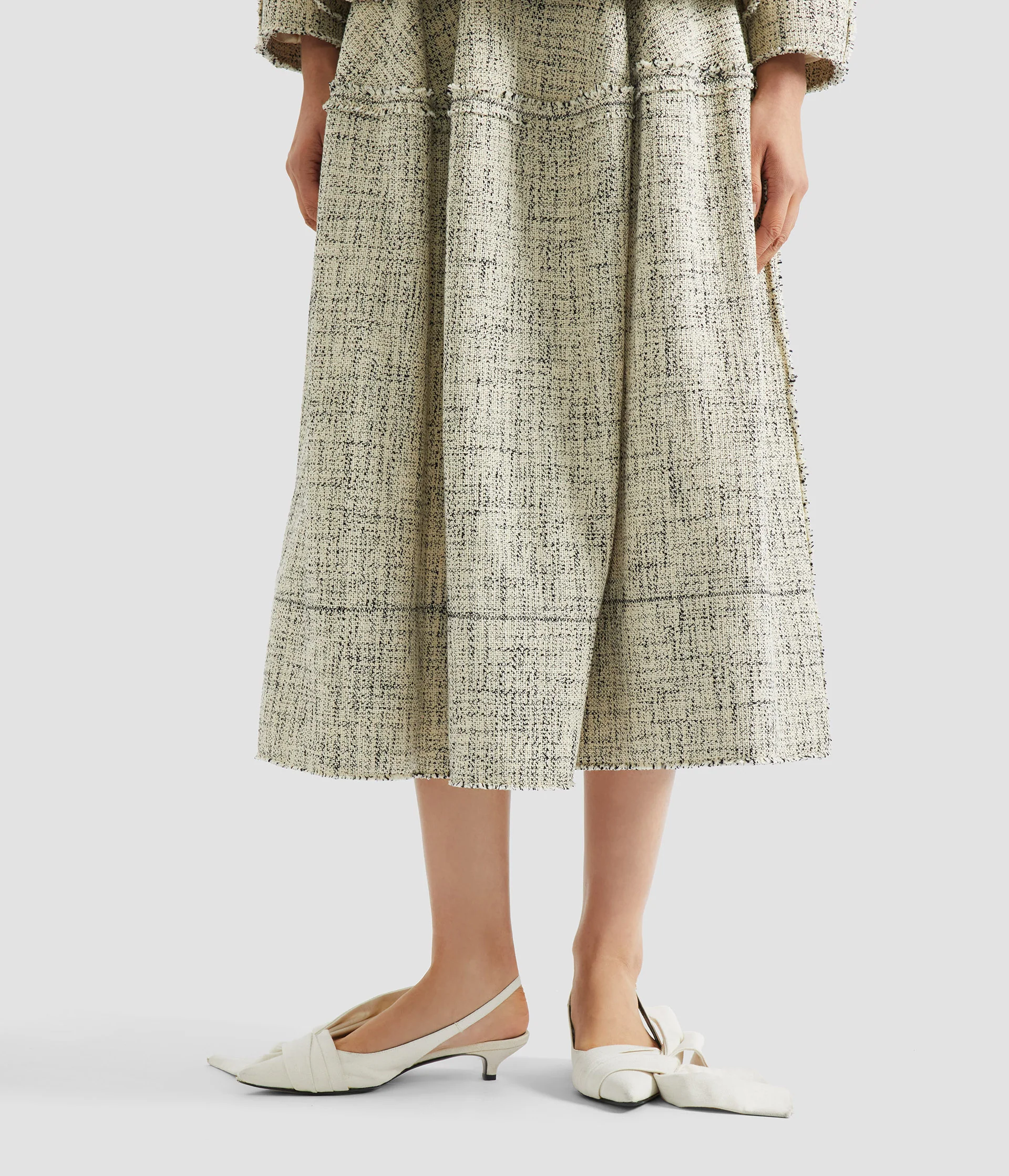 Mouline Tweed Full Midi Skirt - Image 5