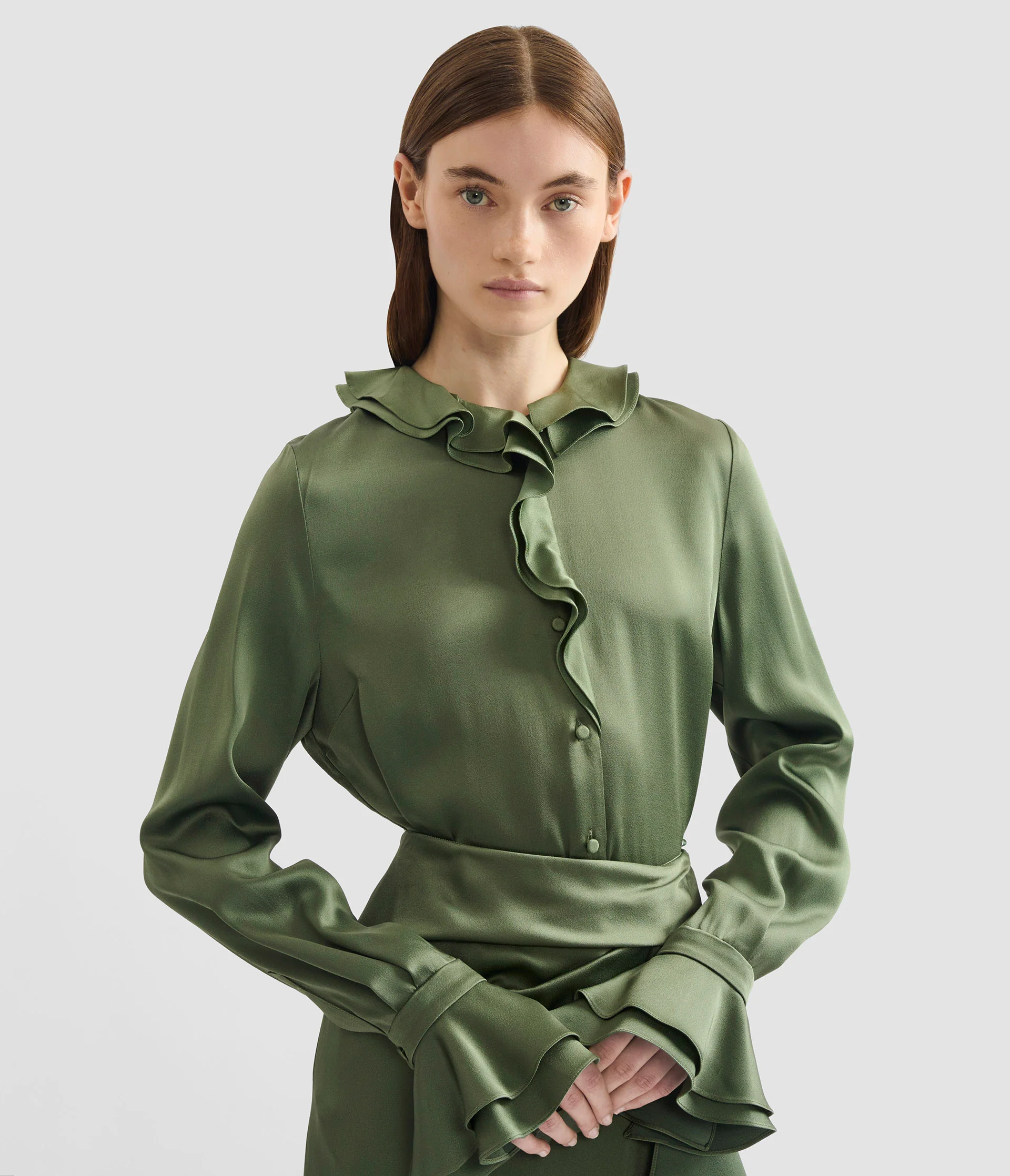Satin Cady Long Sleeve Shirt - Image 4
