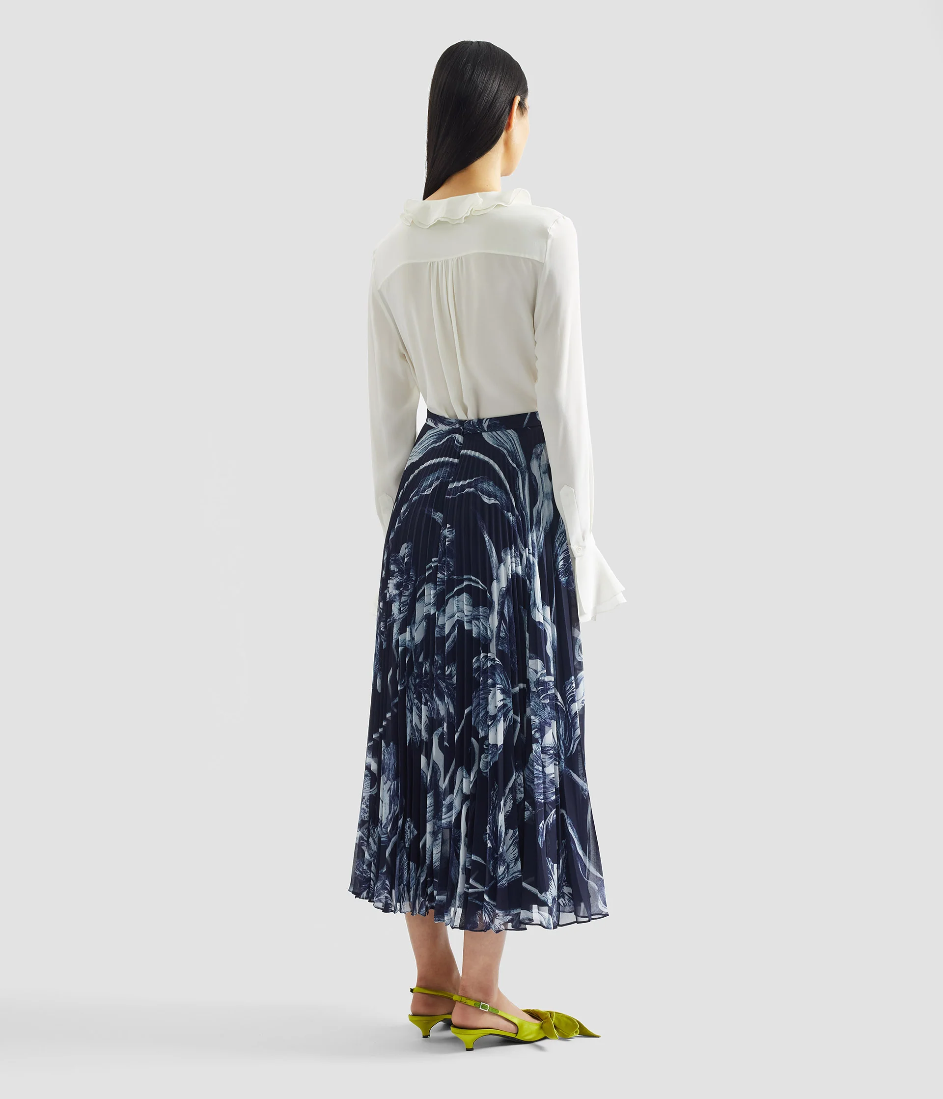 Floral Print Crepe De Chine Long Sleeve Shirt - Image 3