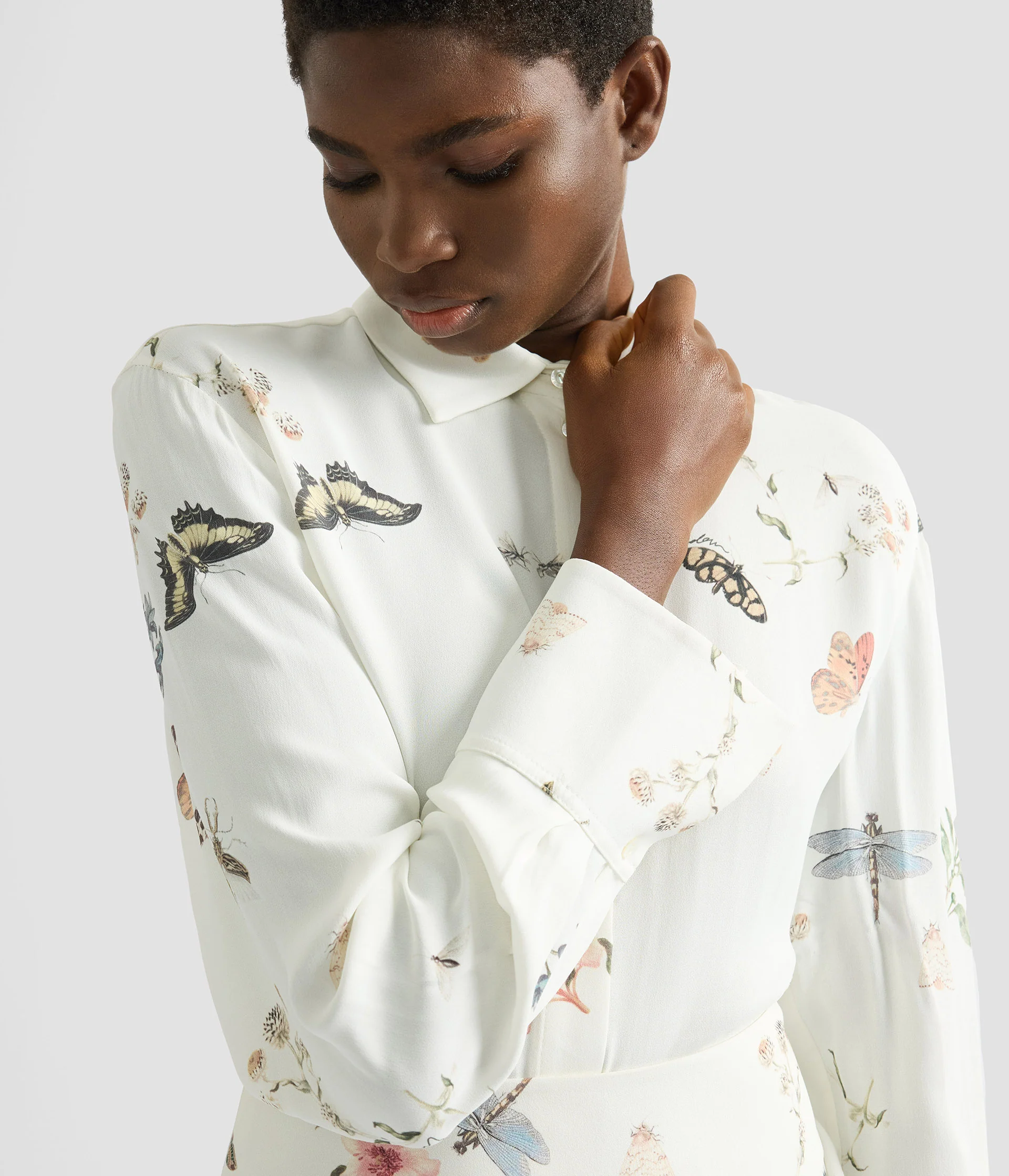 Printed Crepe Long Sleeve Shirt - Image 4