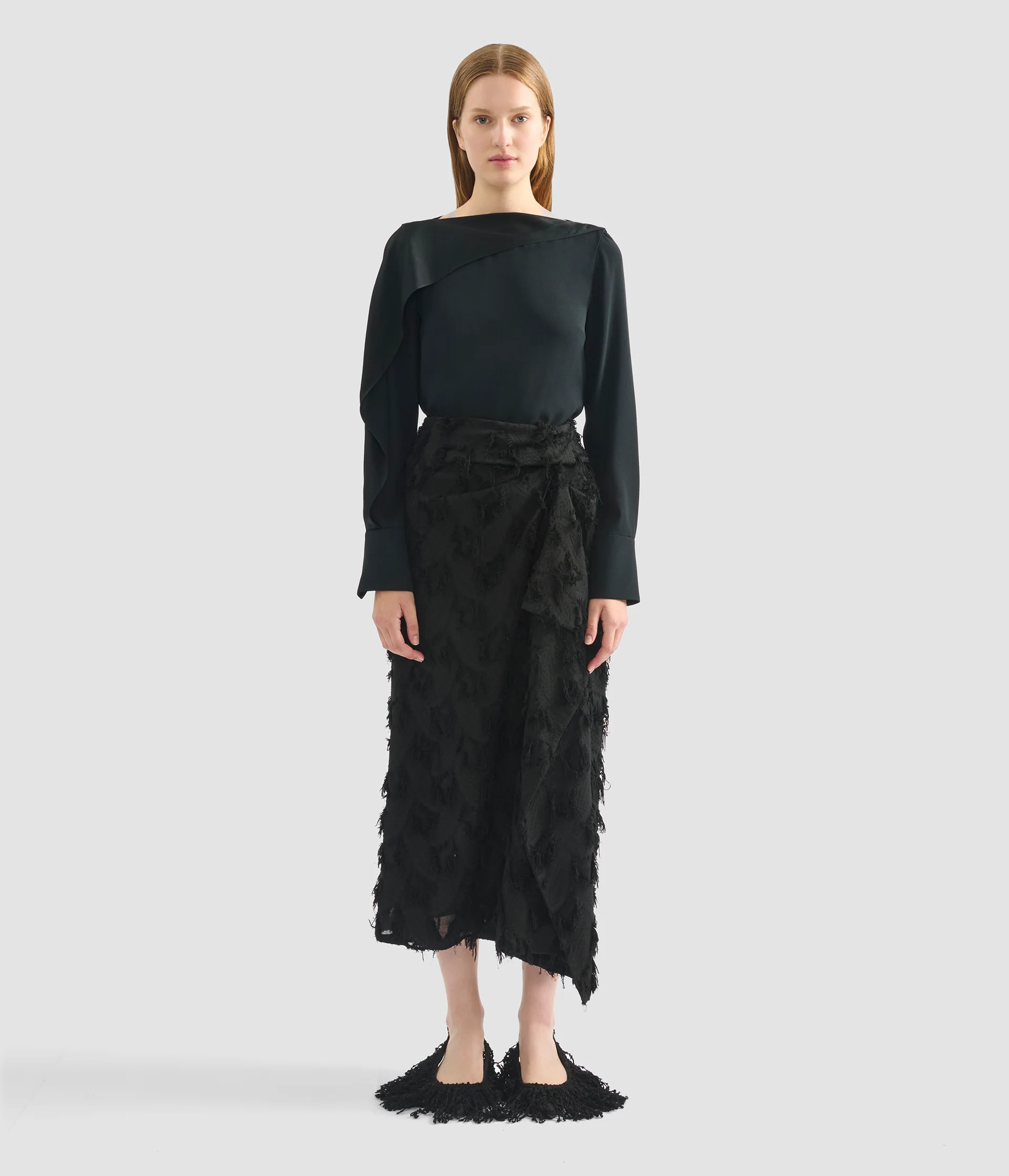 Draped Satin Cady Long Sleeve Blouse - Image 4