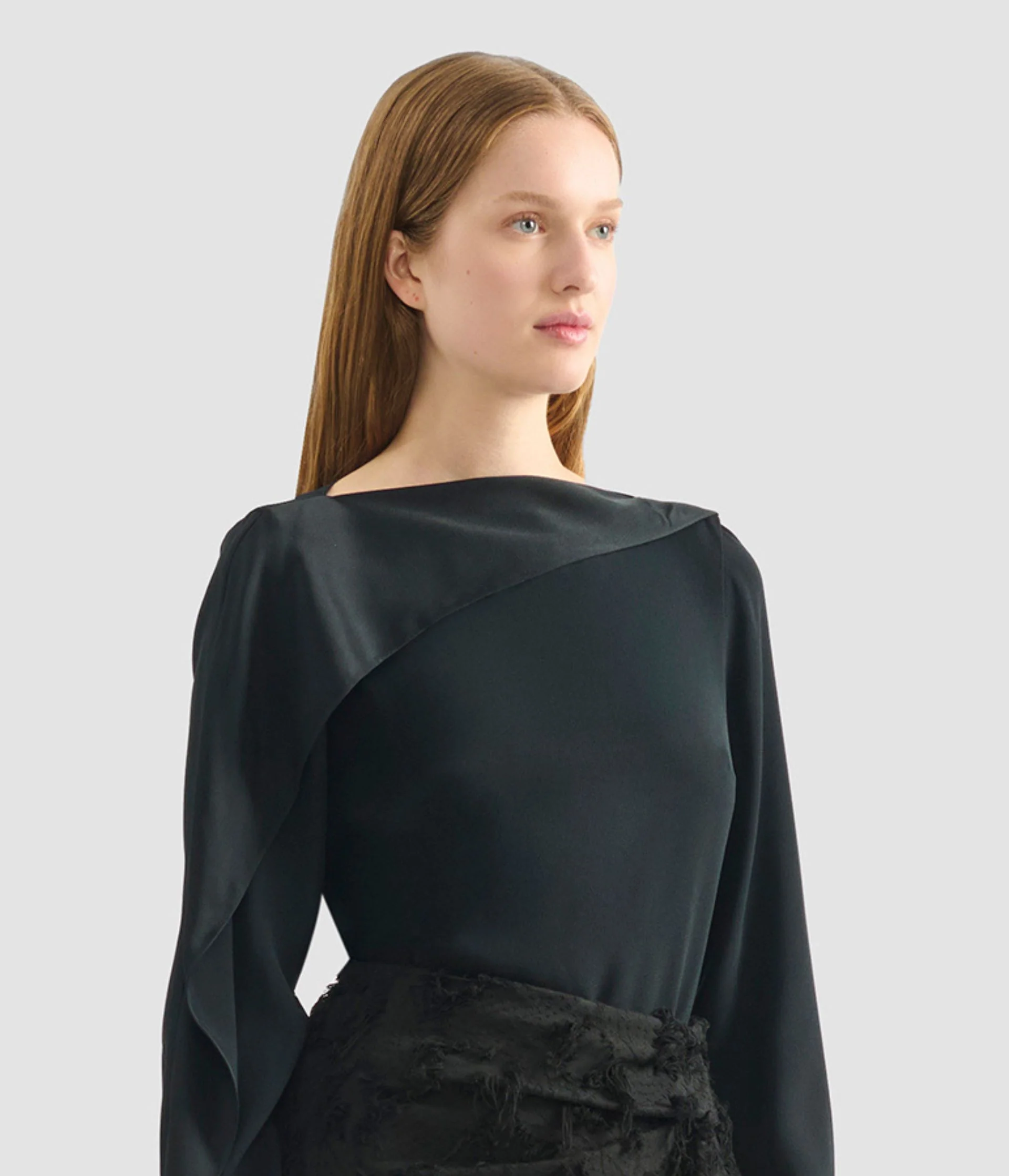 Draped Satin Cady Long Sleeve Blouse - Image 5