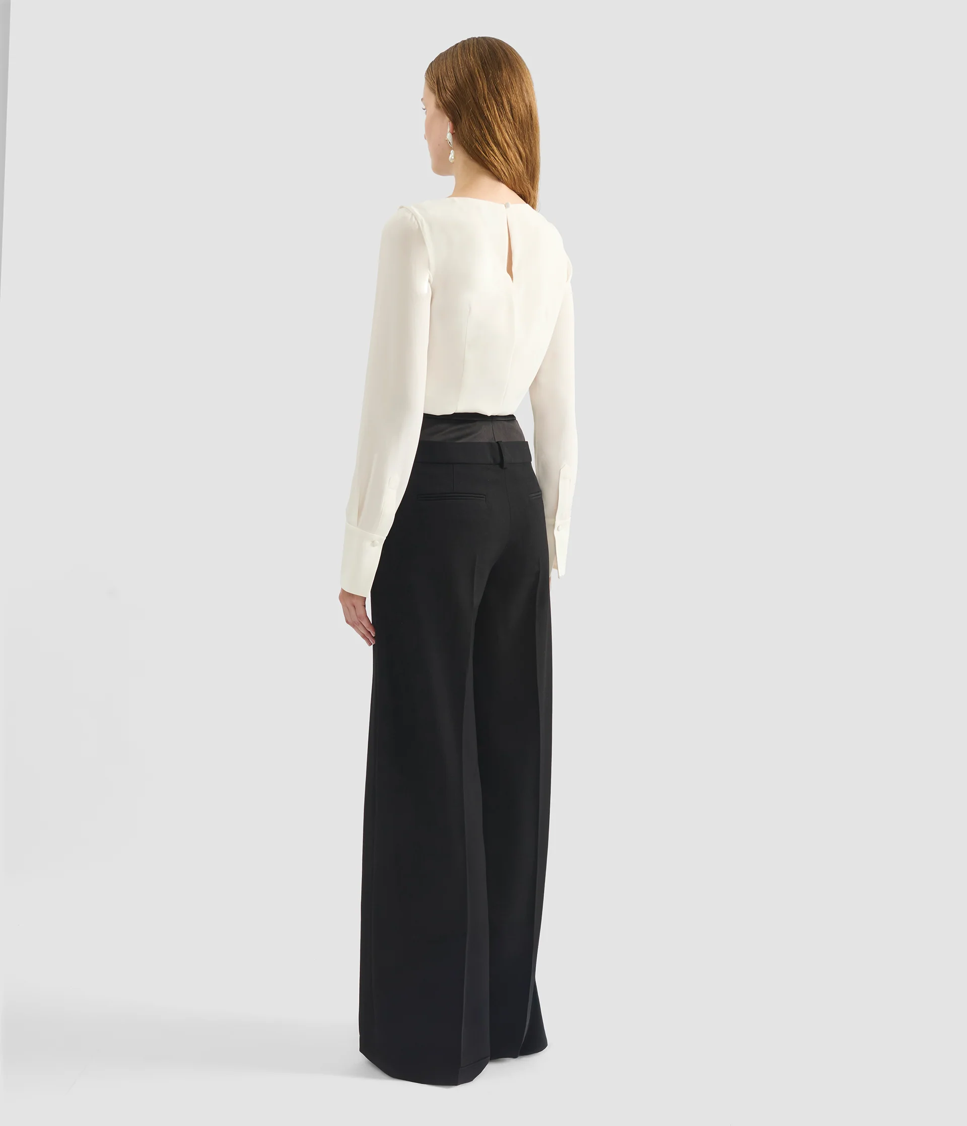Draped Satin Cady Long Sleeve Blouse - Image 4