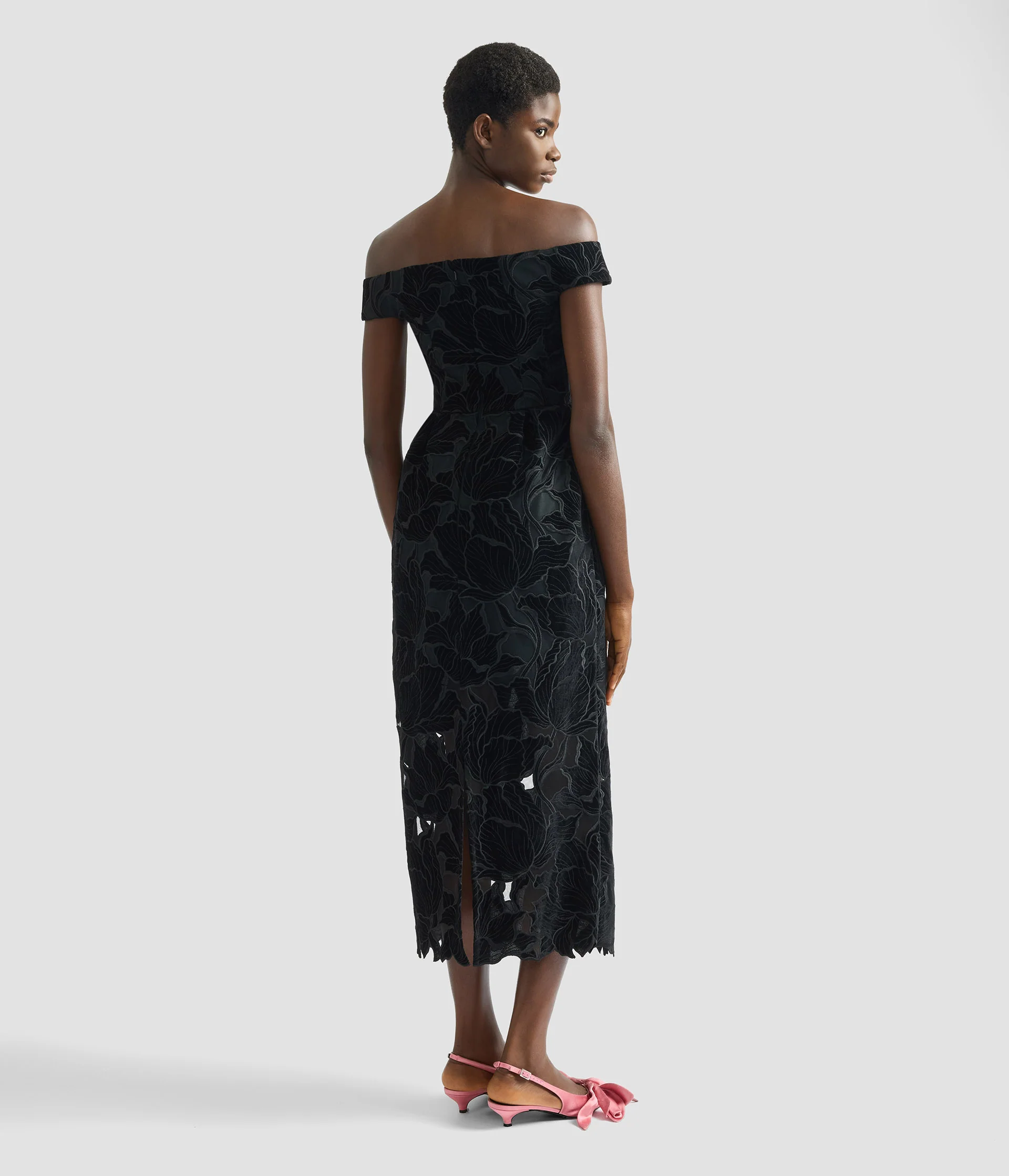 Floral Cutwork Off-The-Shoulder Midi Dress - Image 3