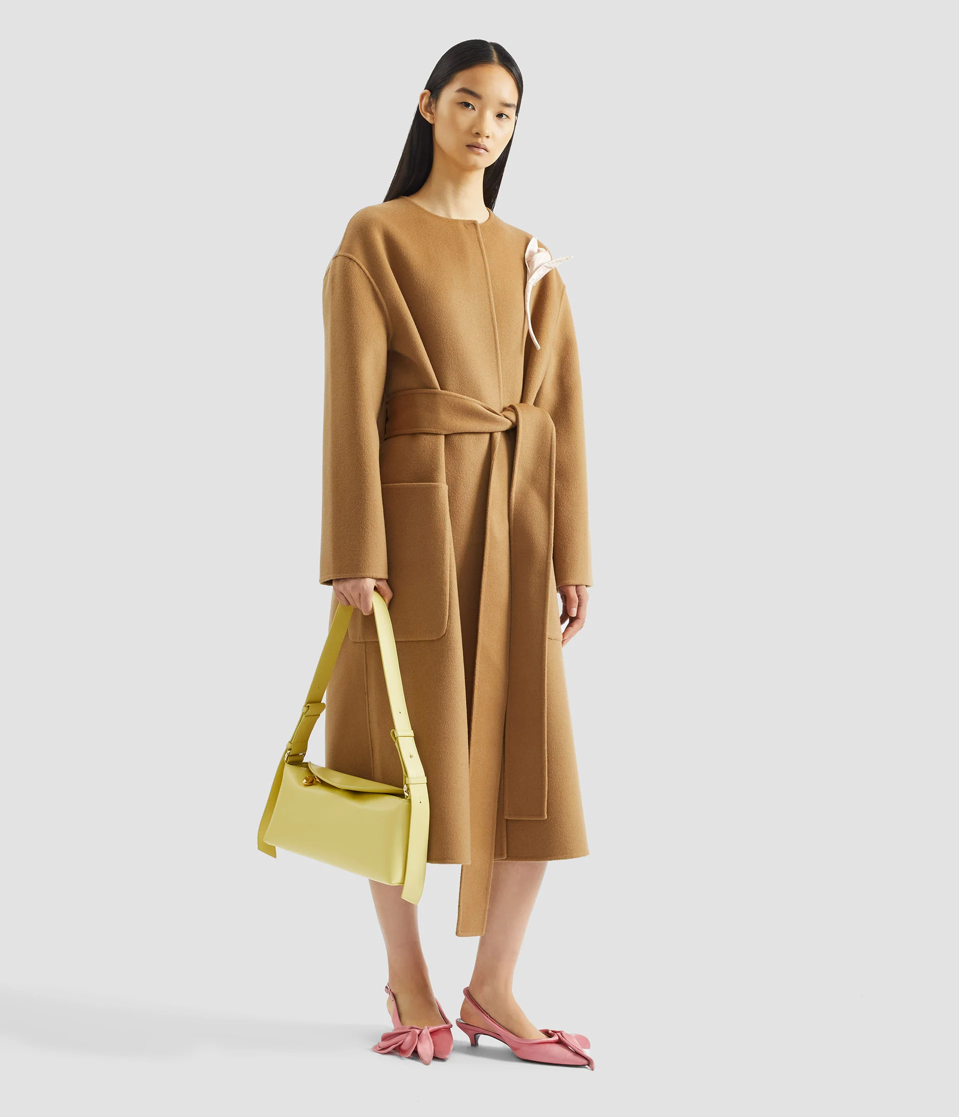 Floral Appliqué Double Faced Wool Coat - Image 2