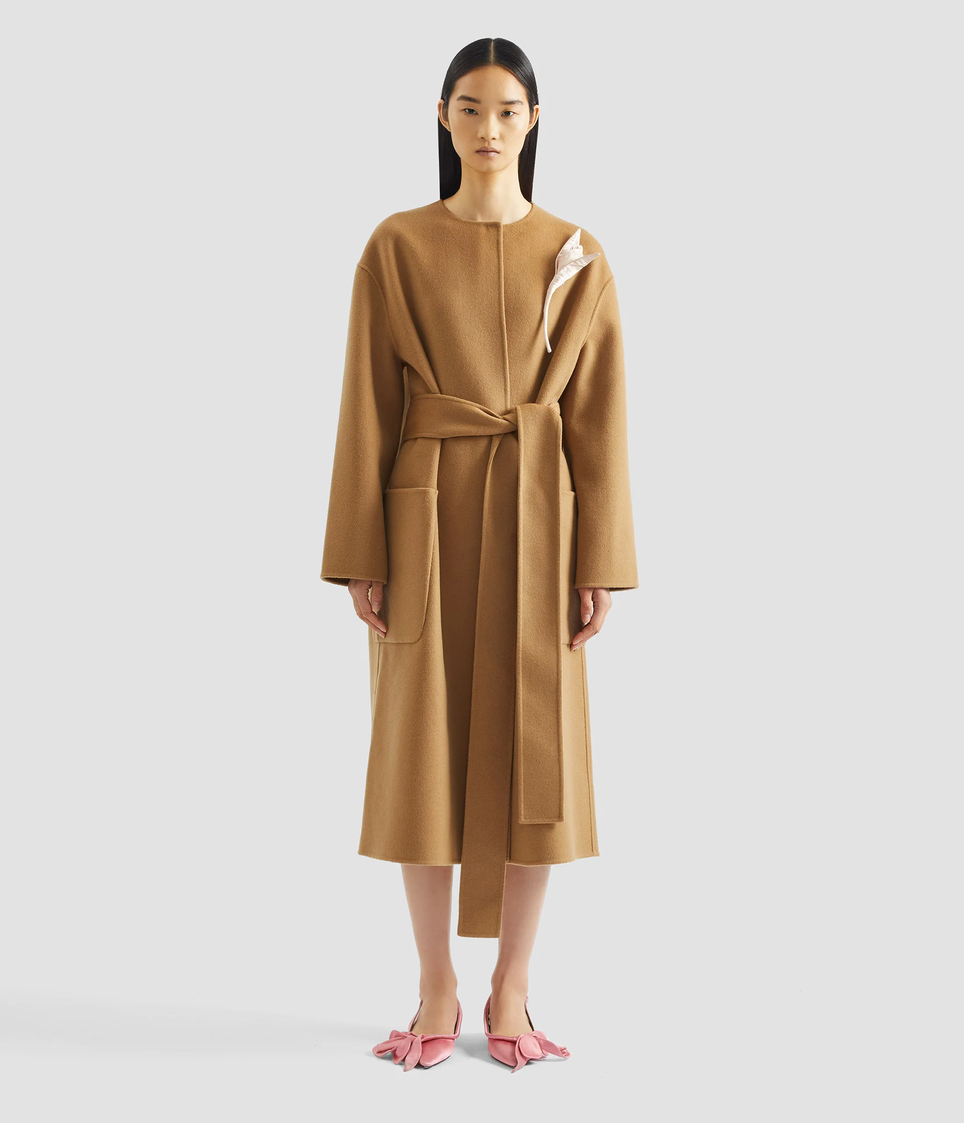 Floral Appliqué Double Faced Wool Coat - Image 3