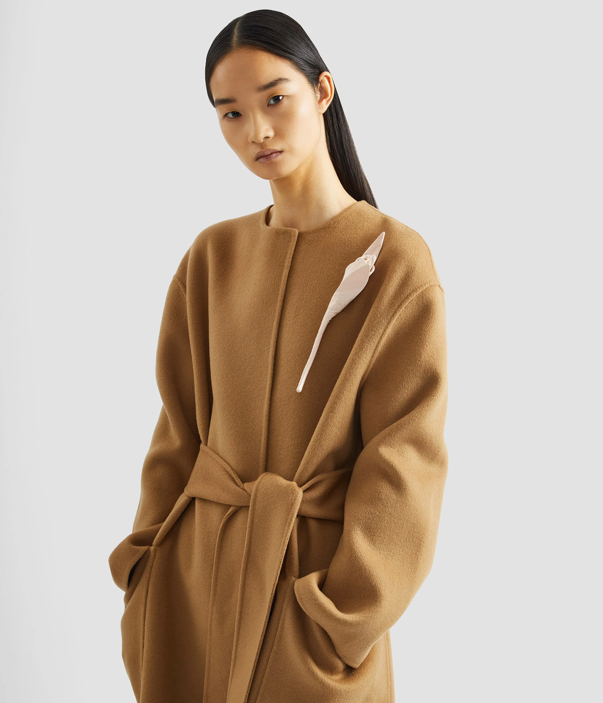 Floral Appliqué Double Faced Wool Coat - Image 5