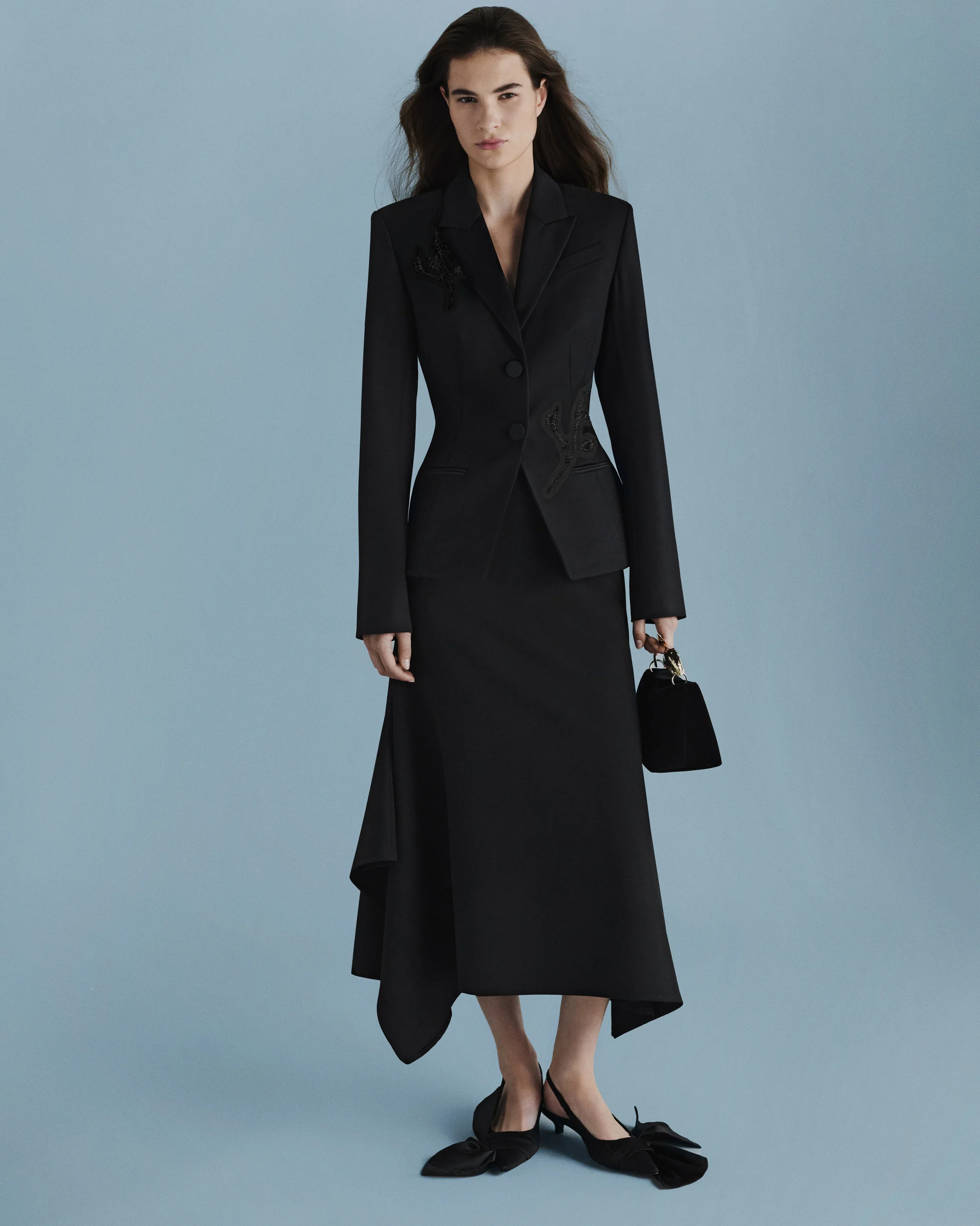 Draped Grain De Poudre Pencil Skirt - Image 6