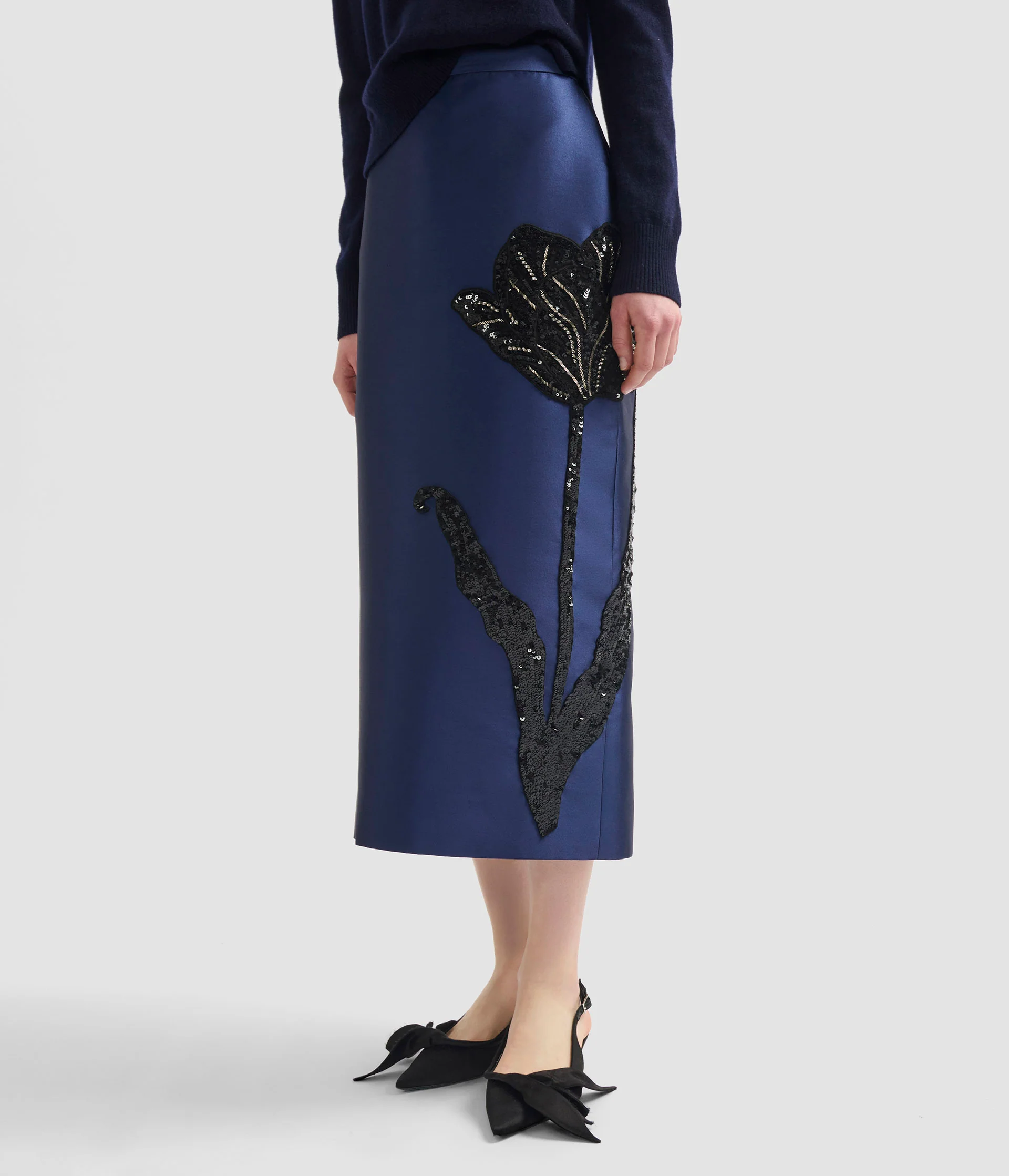 Embellished Mikado Pencil Skirt - Image 4