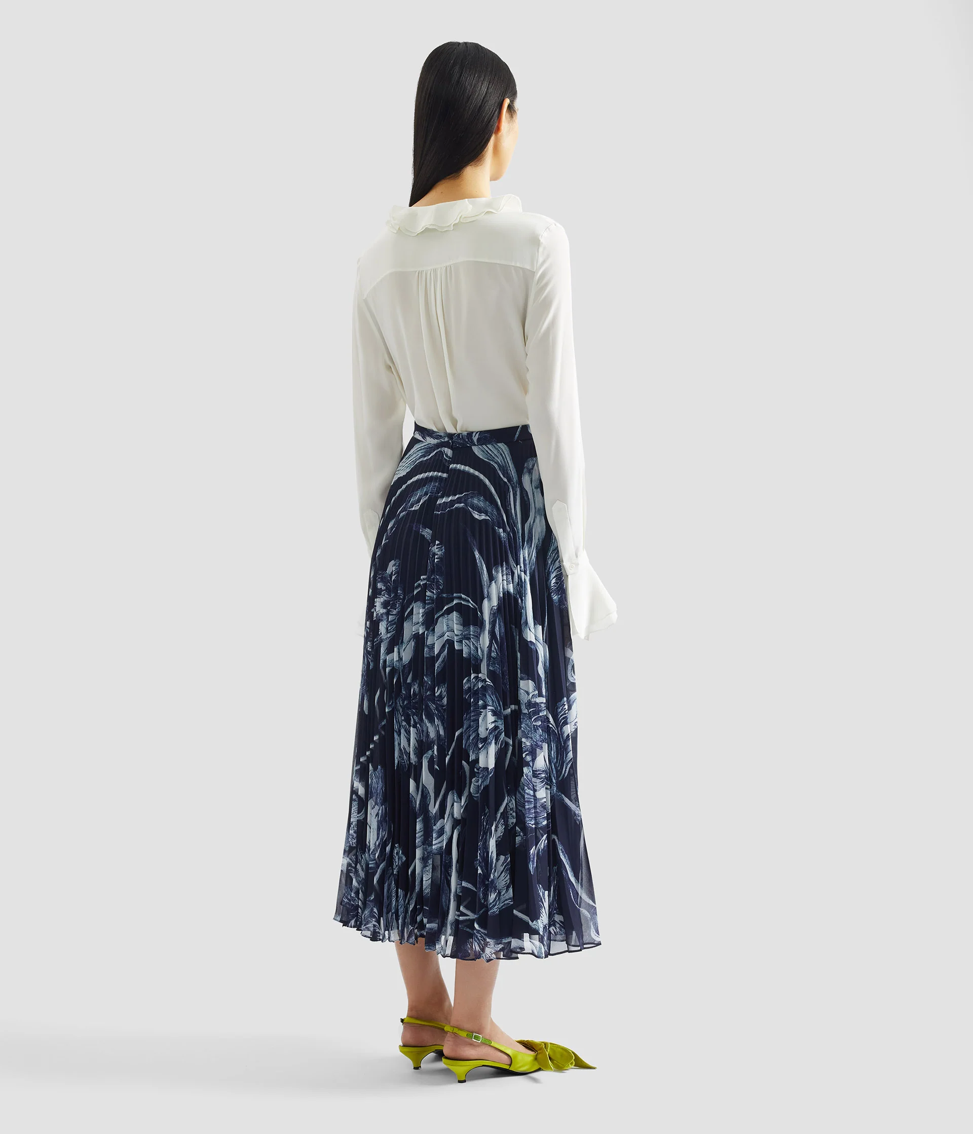 Floral Print Pleated Voile Midi Skirt - Image 4