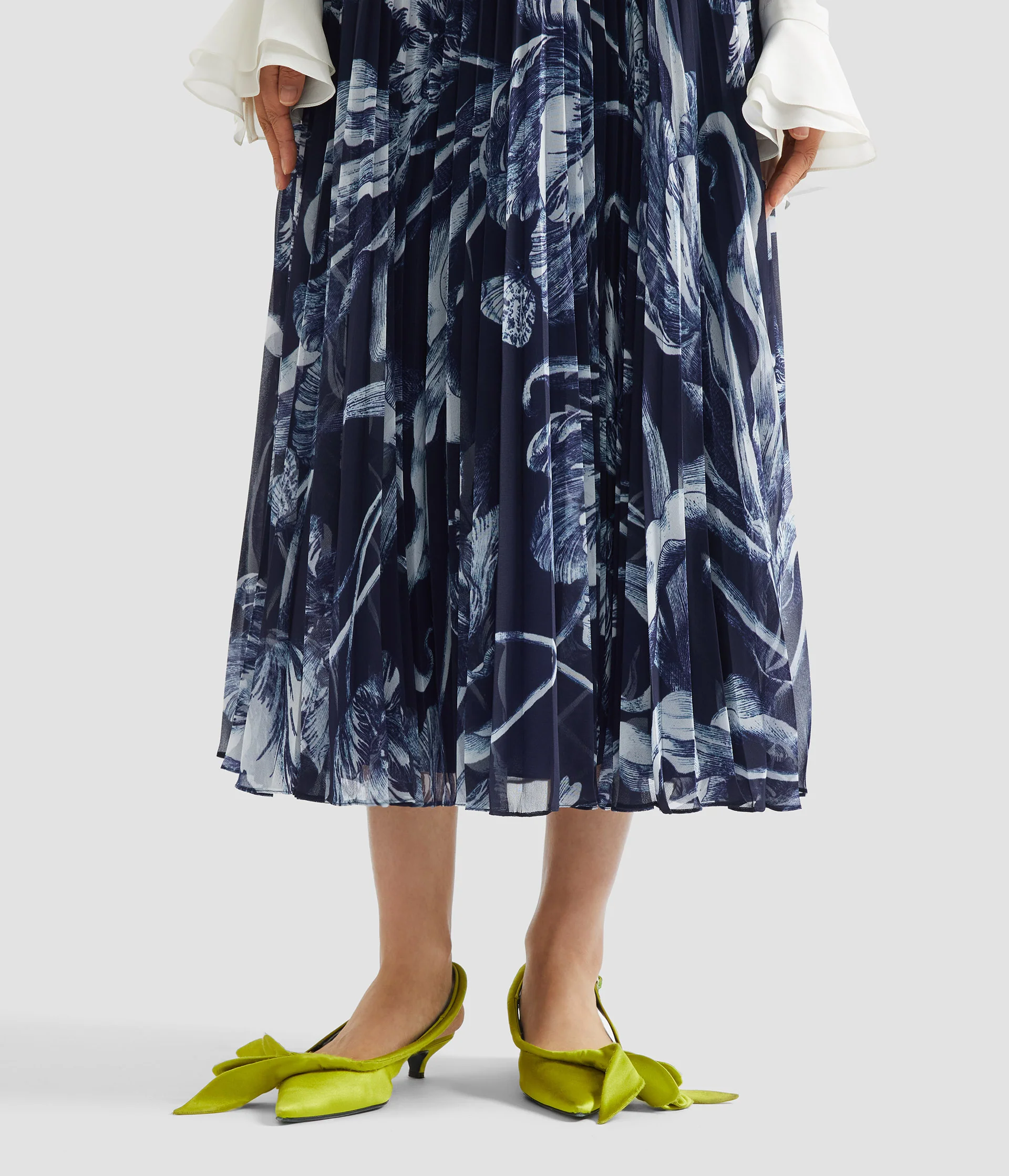 Floral Print Pleated Voile Midi Skirt - Image 5