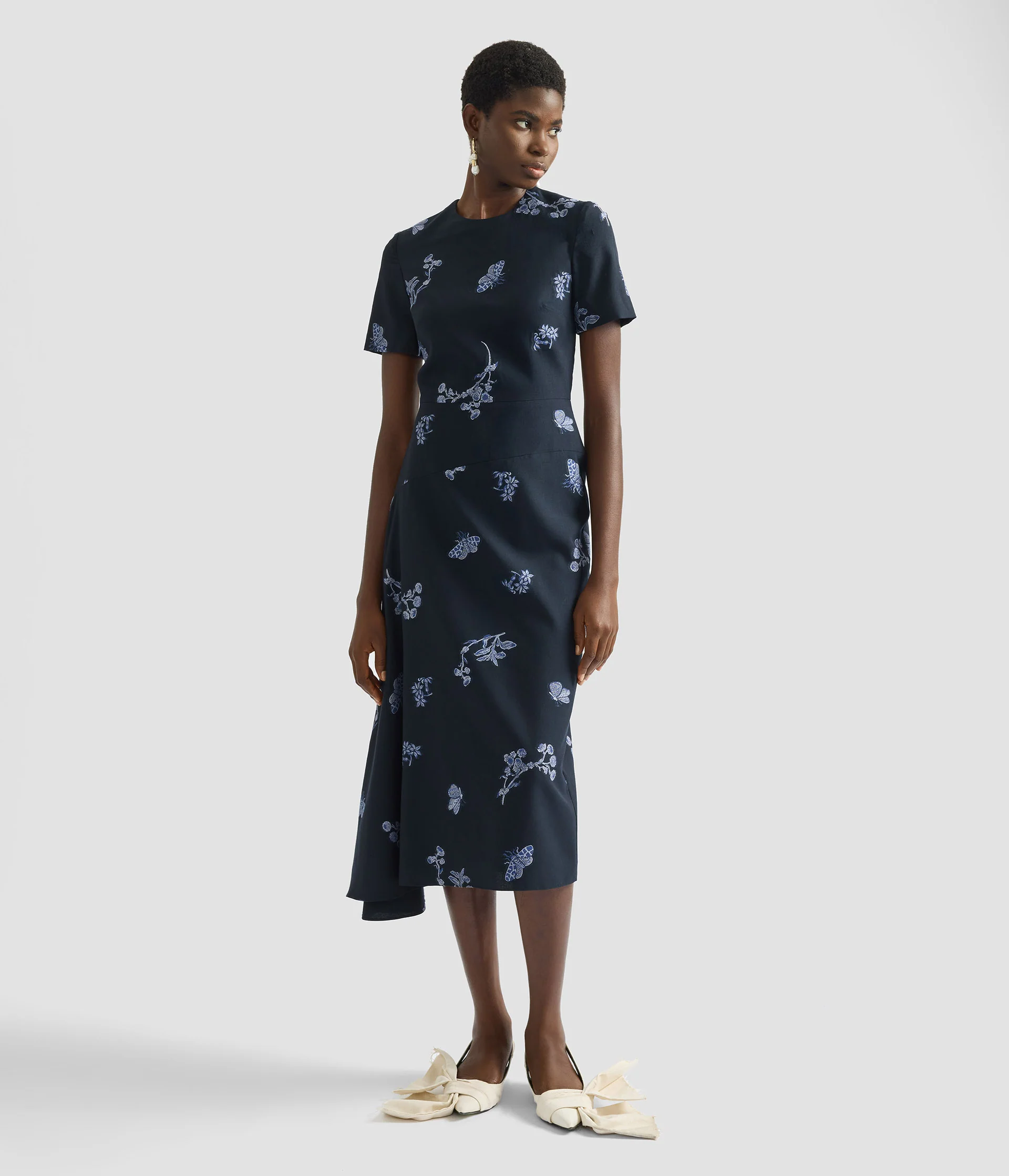 Draped Jacquard Midi Dress - Image 2
