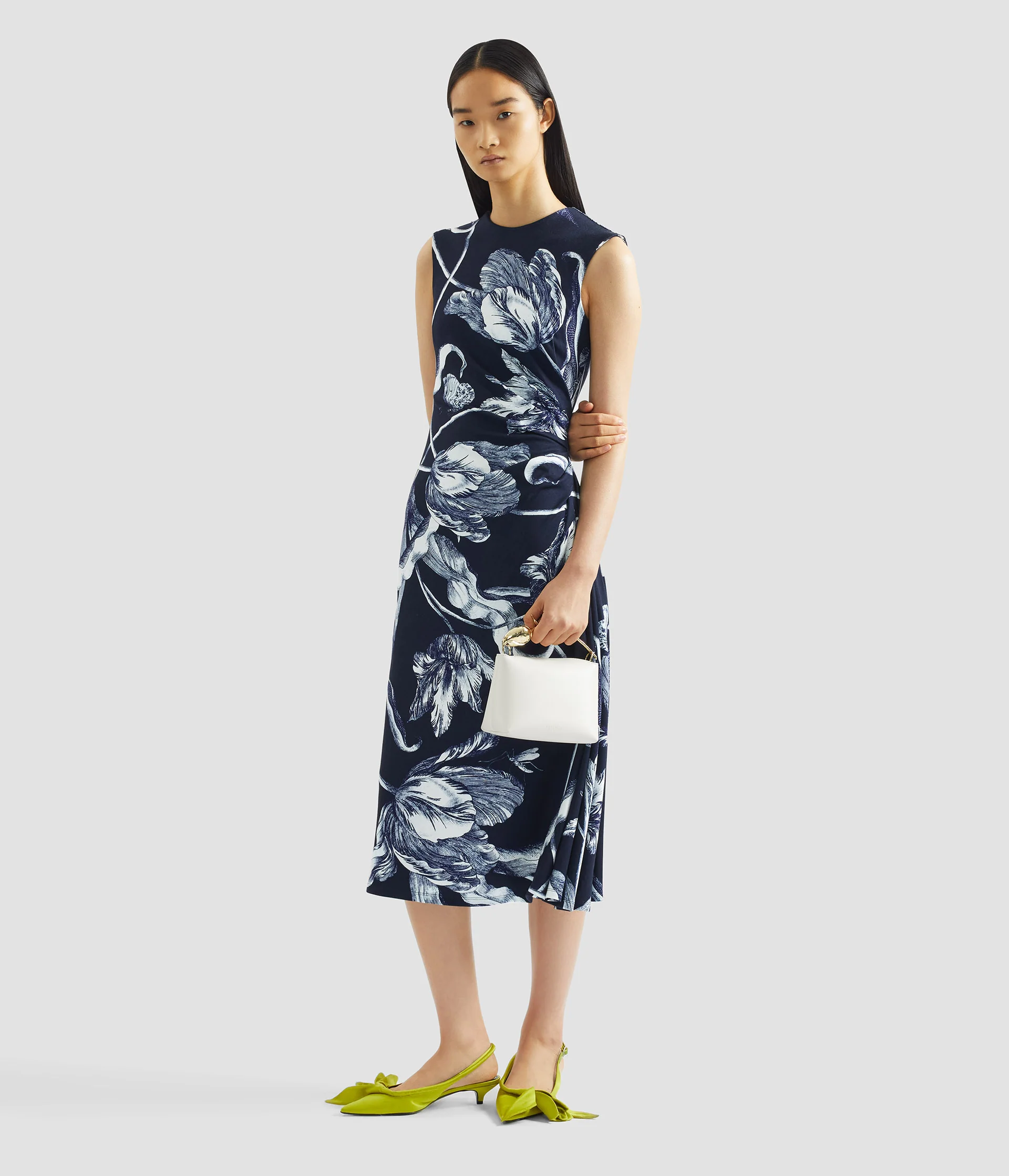 Floral Print Ponte Jersey Sleeveless Midi Dress - Image 2