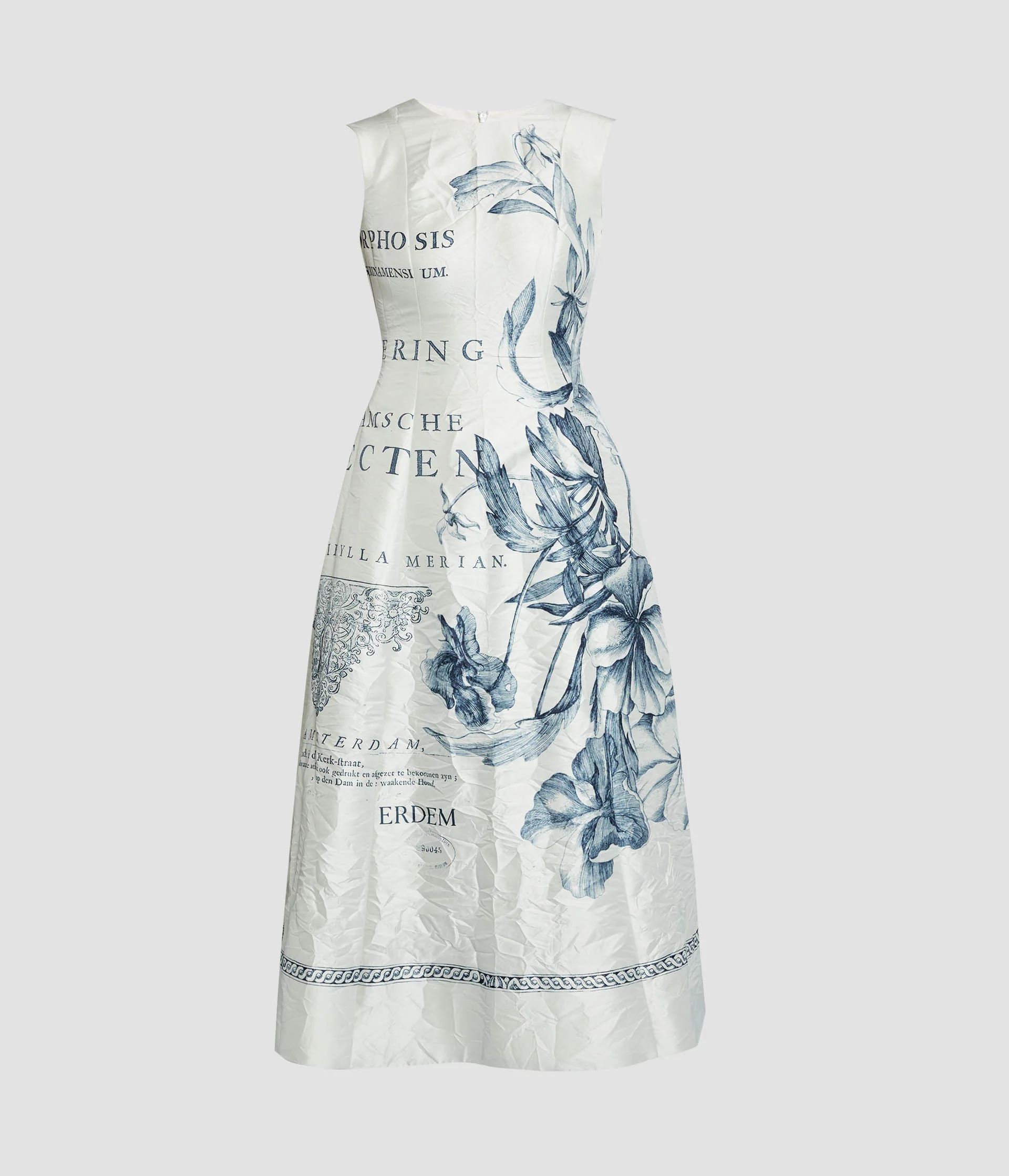 Floral Print Textured Satin Midi Dress