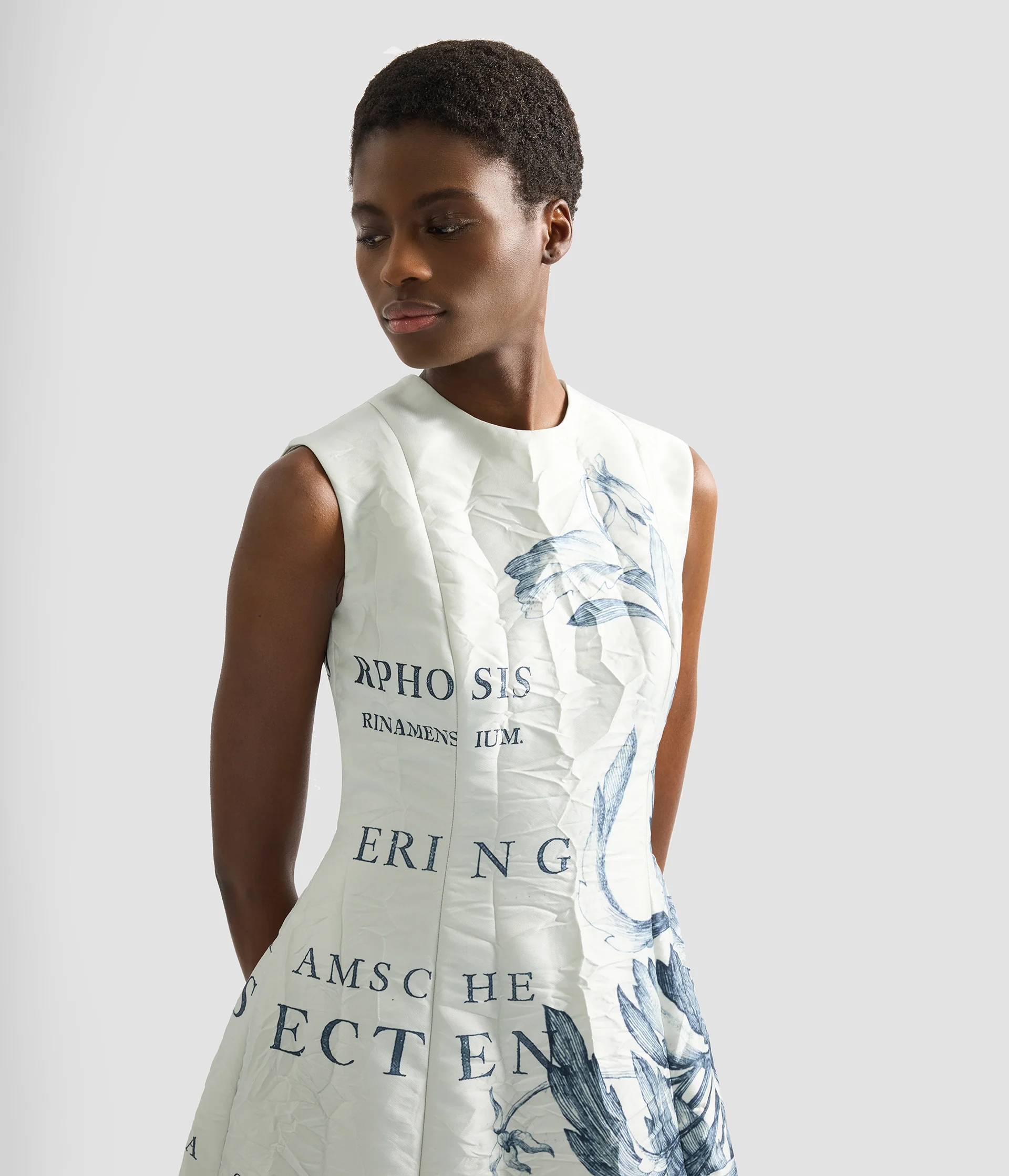 Floral Print Textured Satin Midi Dress - Image 5