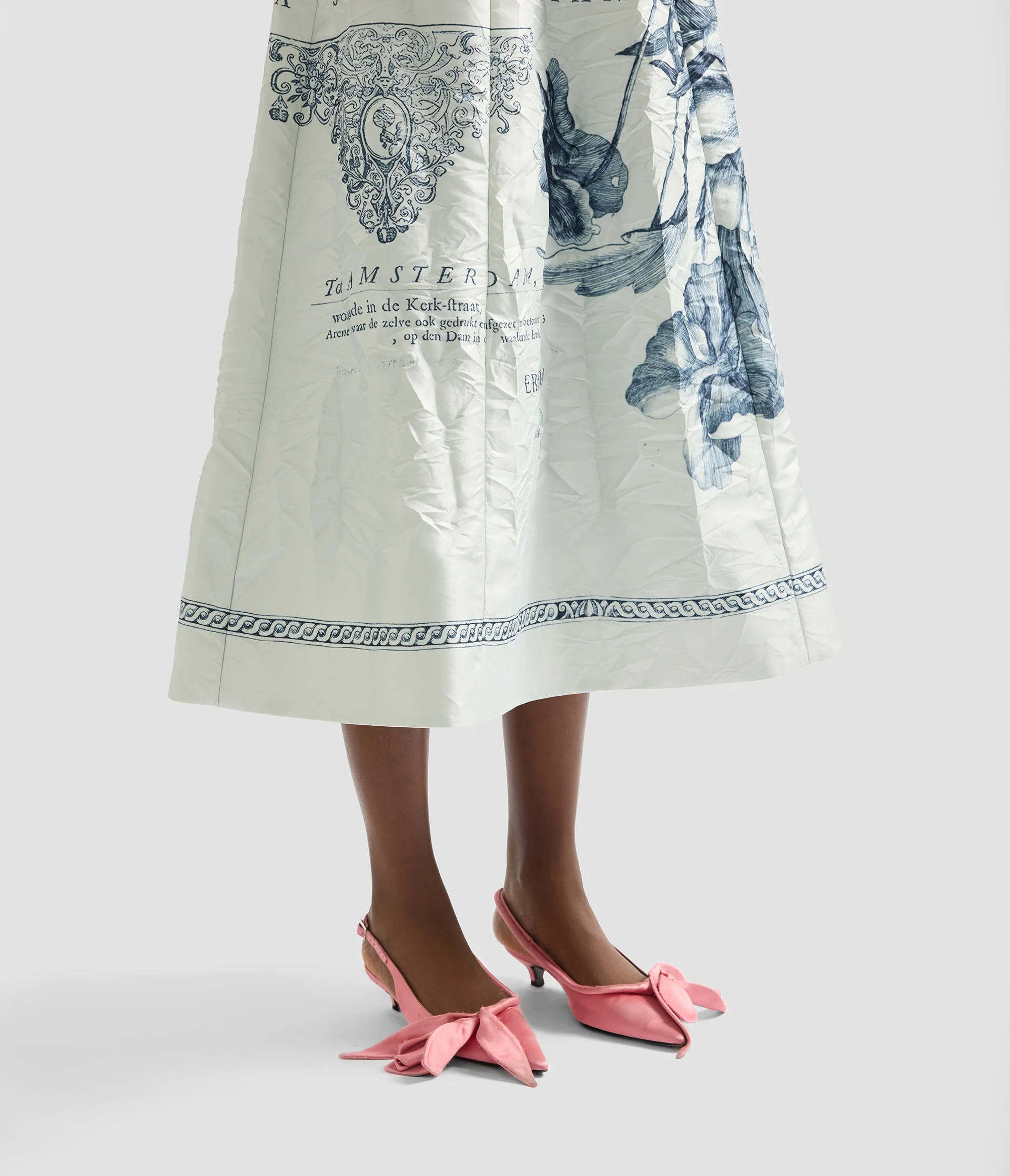 Floral Print Textured Satin Midi Dress - Image 6