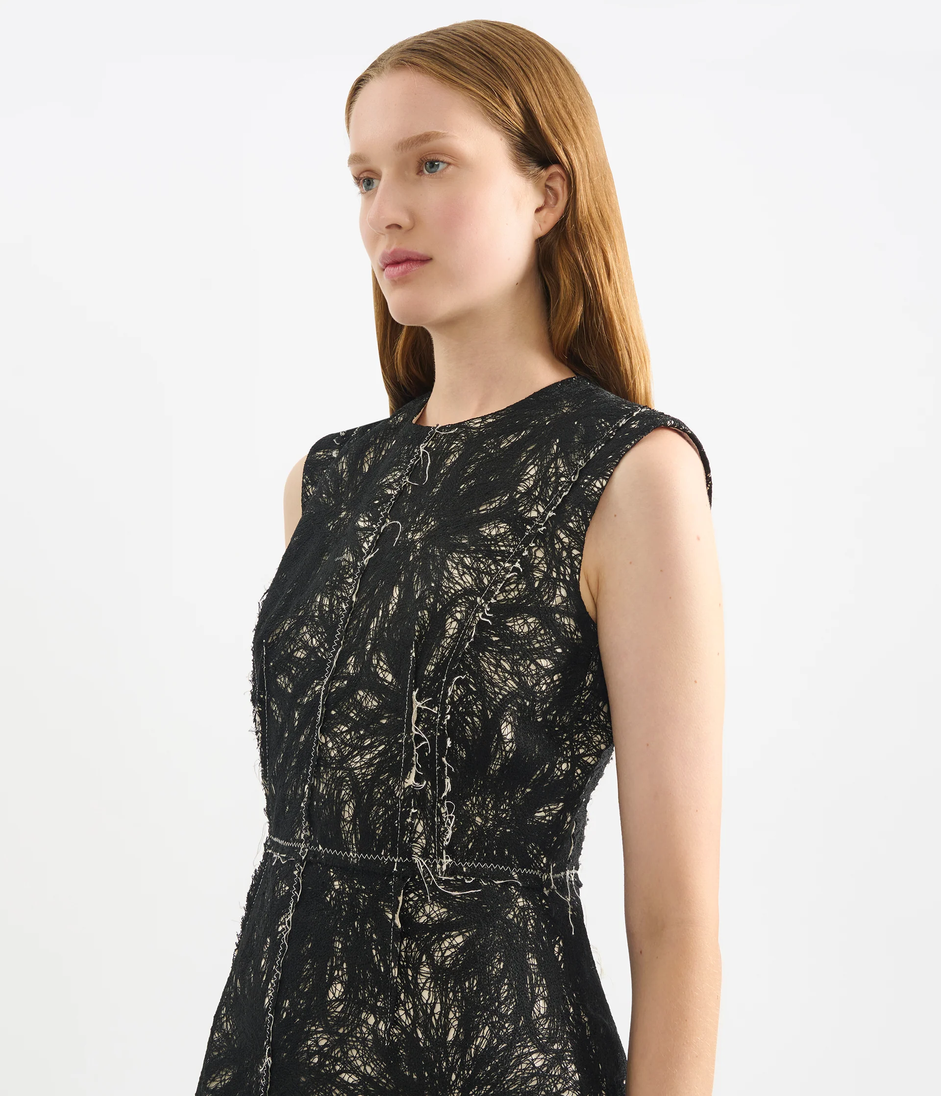 Thread Lace Sleeveless Midi Dress - Image 4