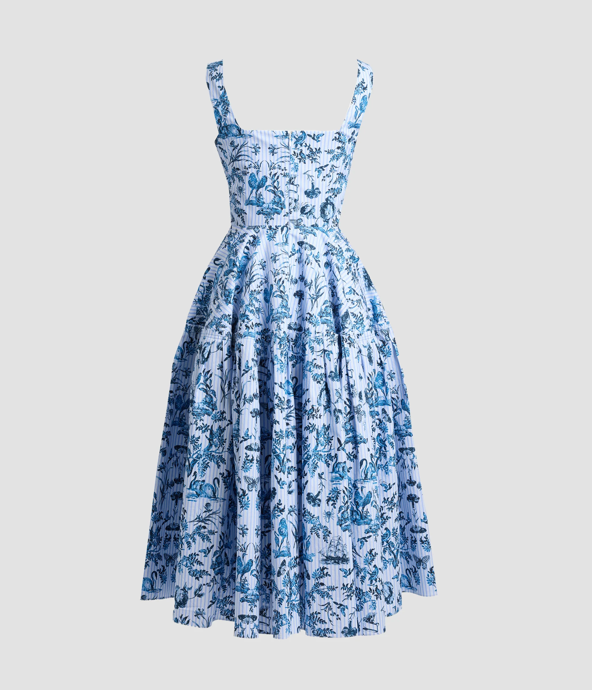 Printed Poplin Sleeveless Midi Dress - Image 2