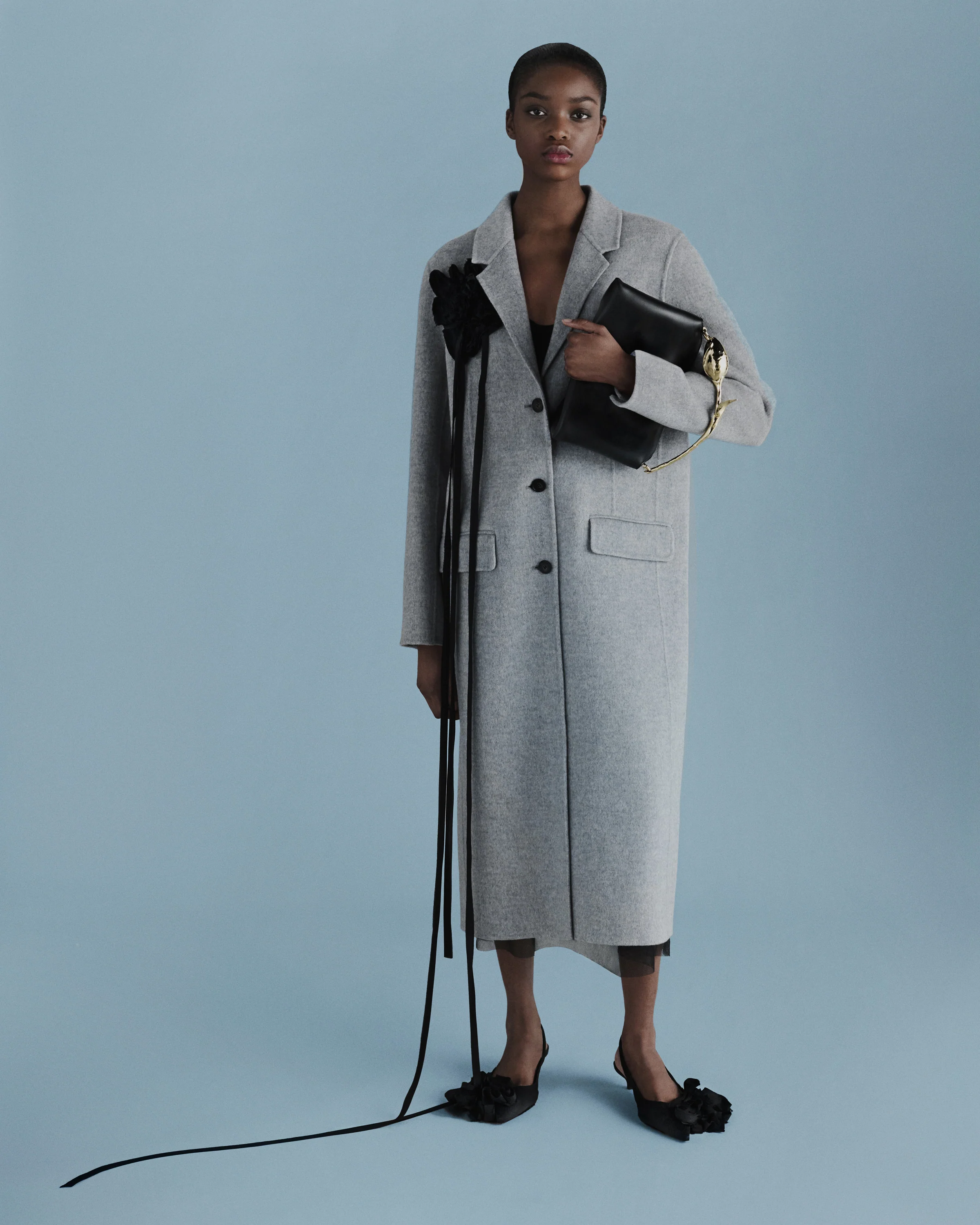 Floral Appliqué Double Faced Wool Tailored Coat - Image 7