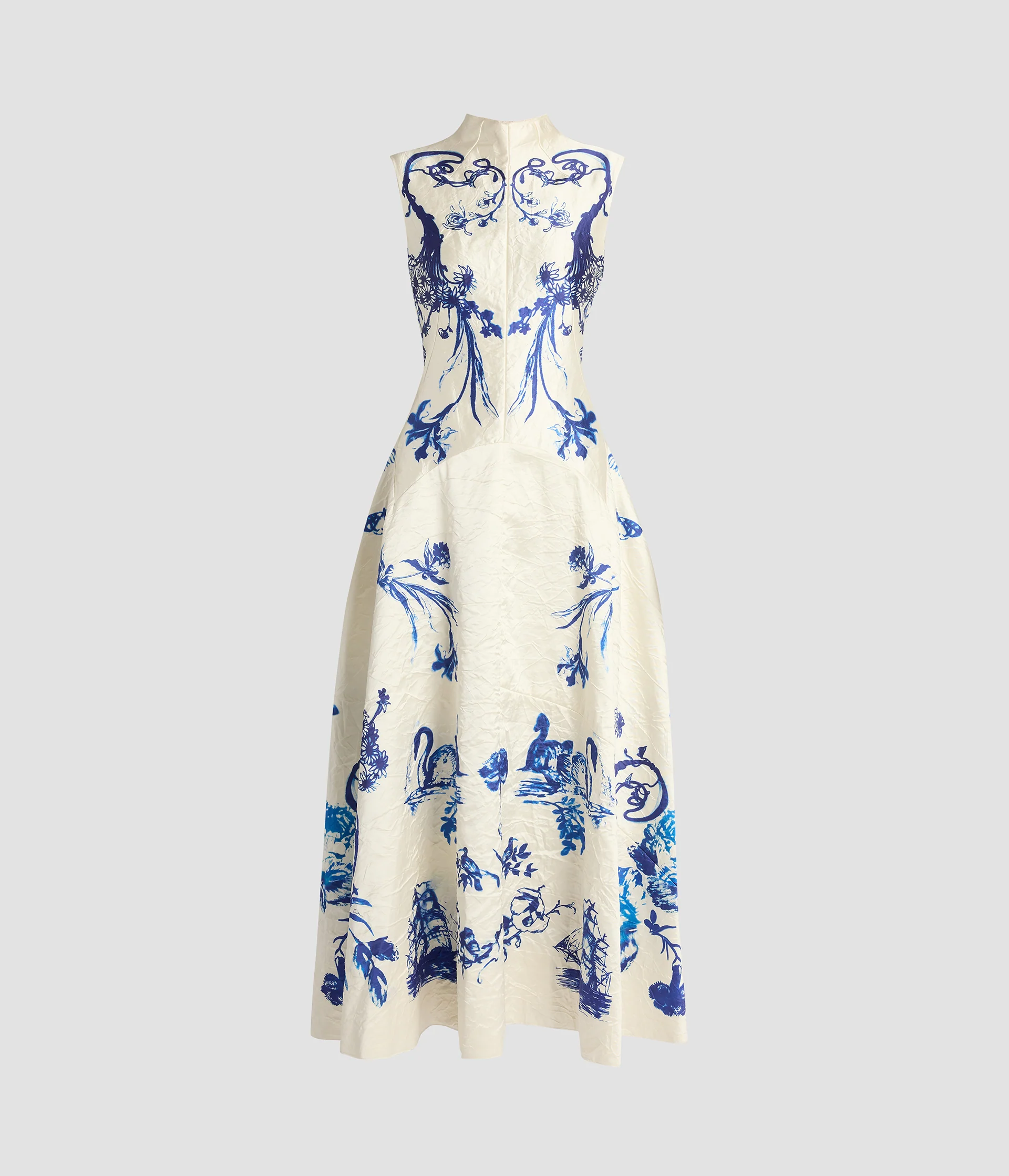 Textured Satin Sleeveless Midi Dress