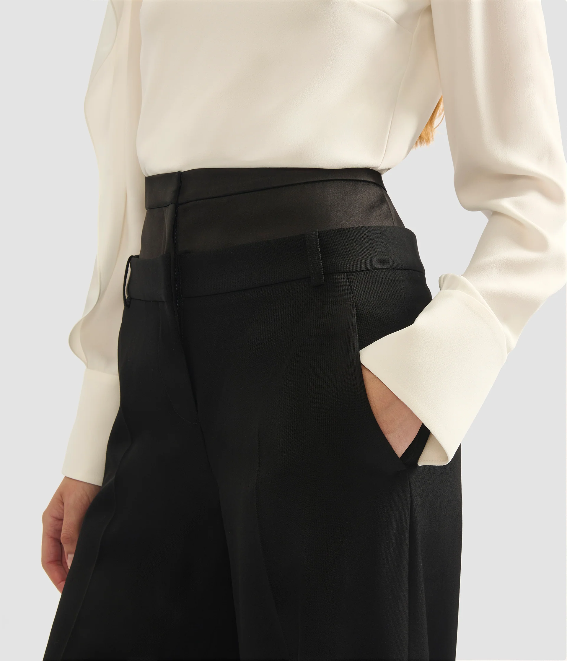 Draped Satin Cady Long Sleeve Blouse - Image 5